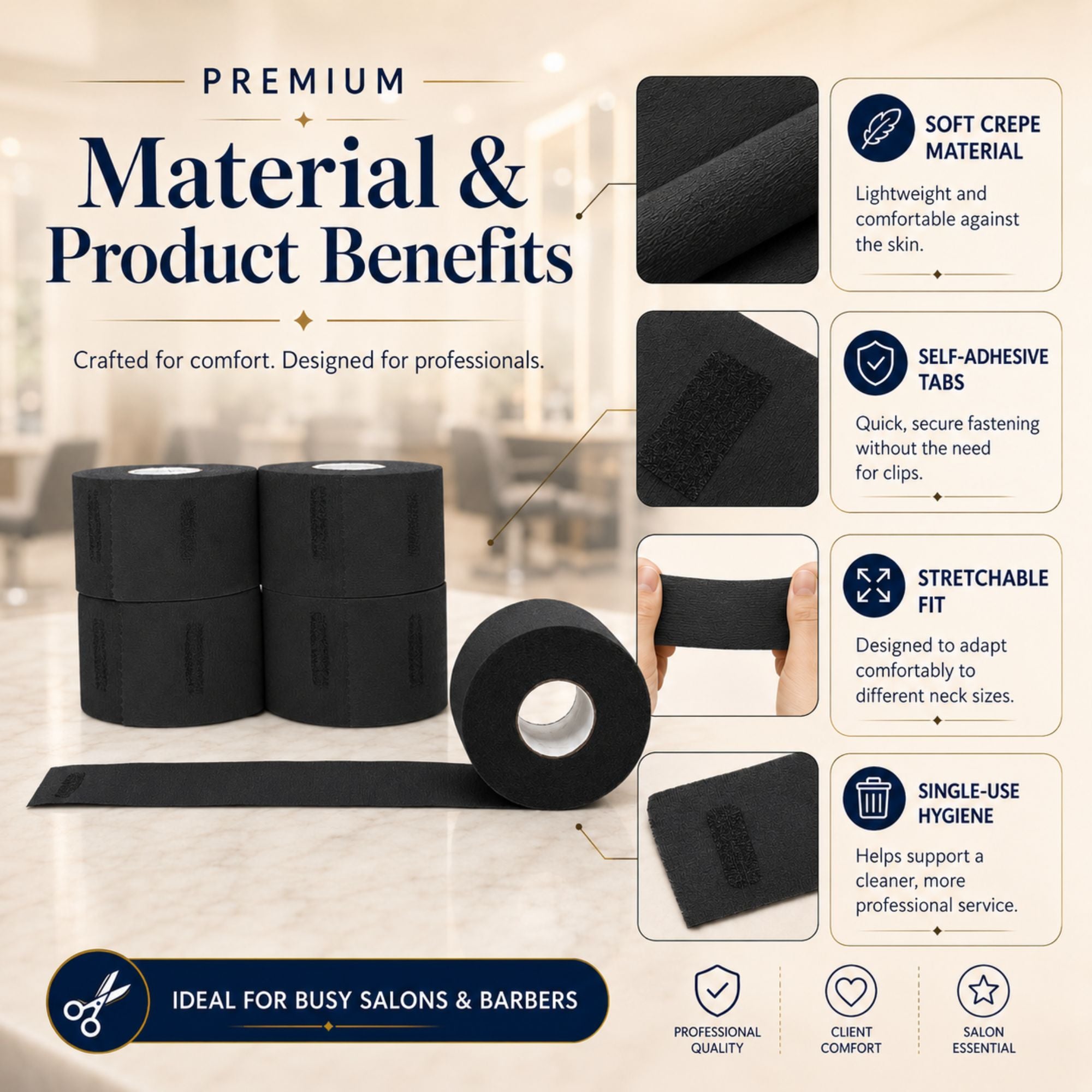 Gabri - Professional Disposable Neck Strips Black (Pack of 5)