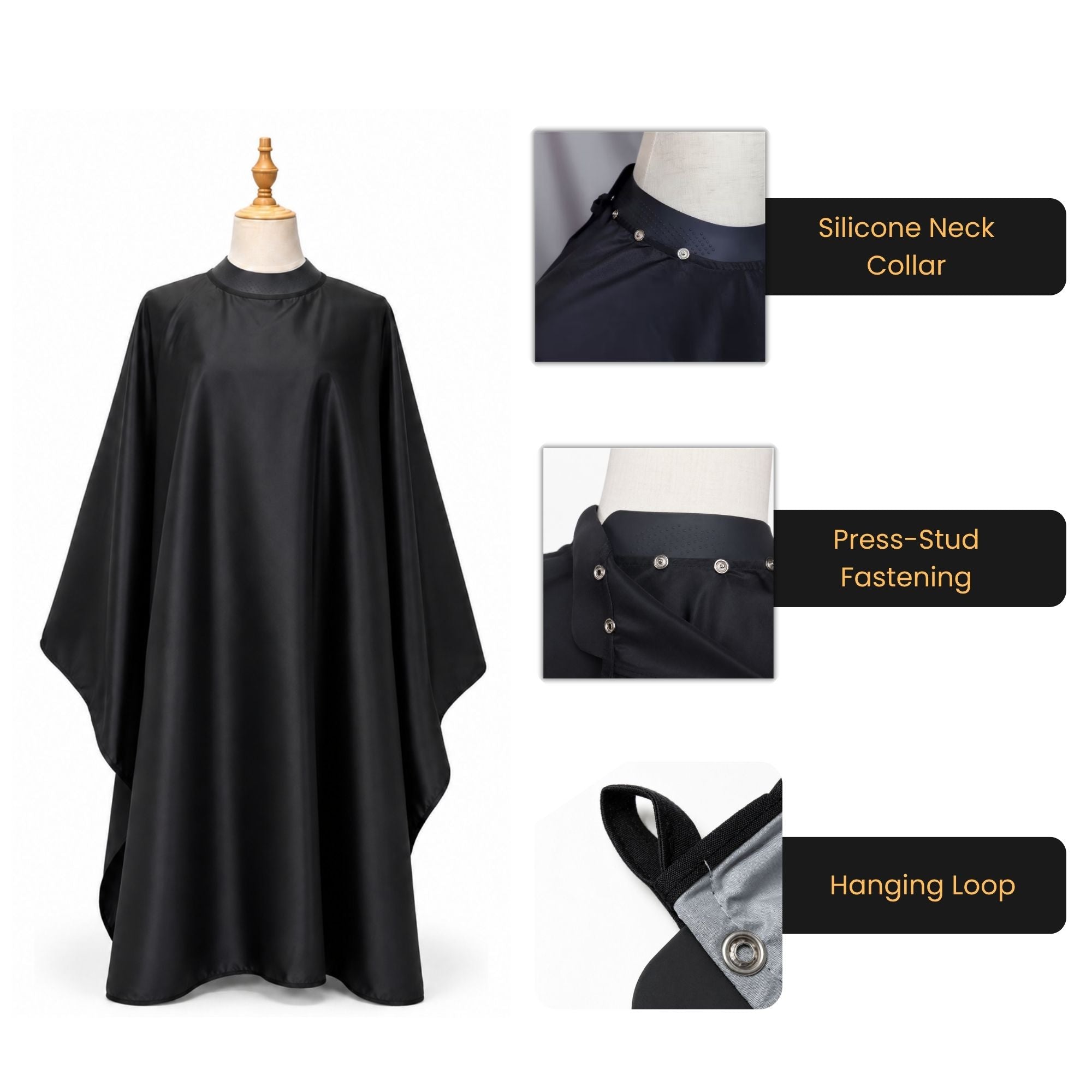 Eson - Professional Hairdressing Gown with Adjustable Popper Neck Closure