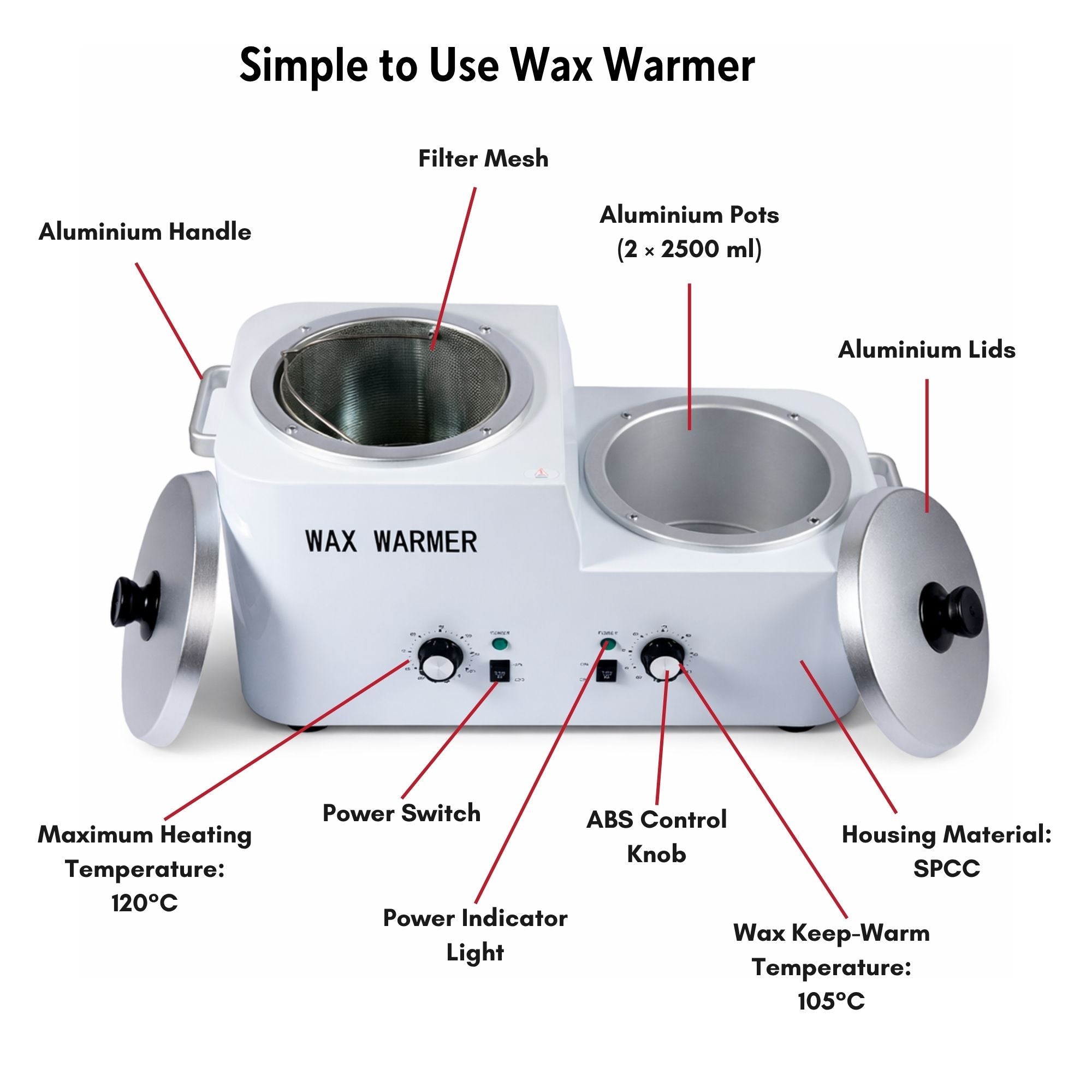 Eson - Professional Dual Pot Wax Warmer and Paraffin Heater Machine 500W