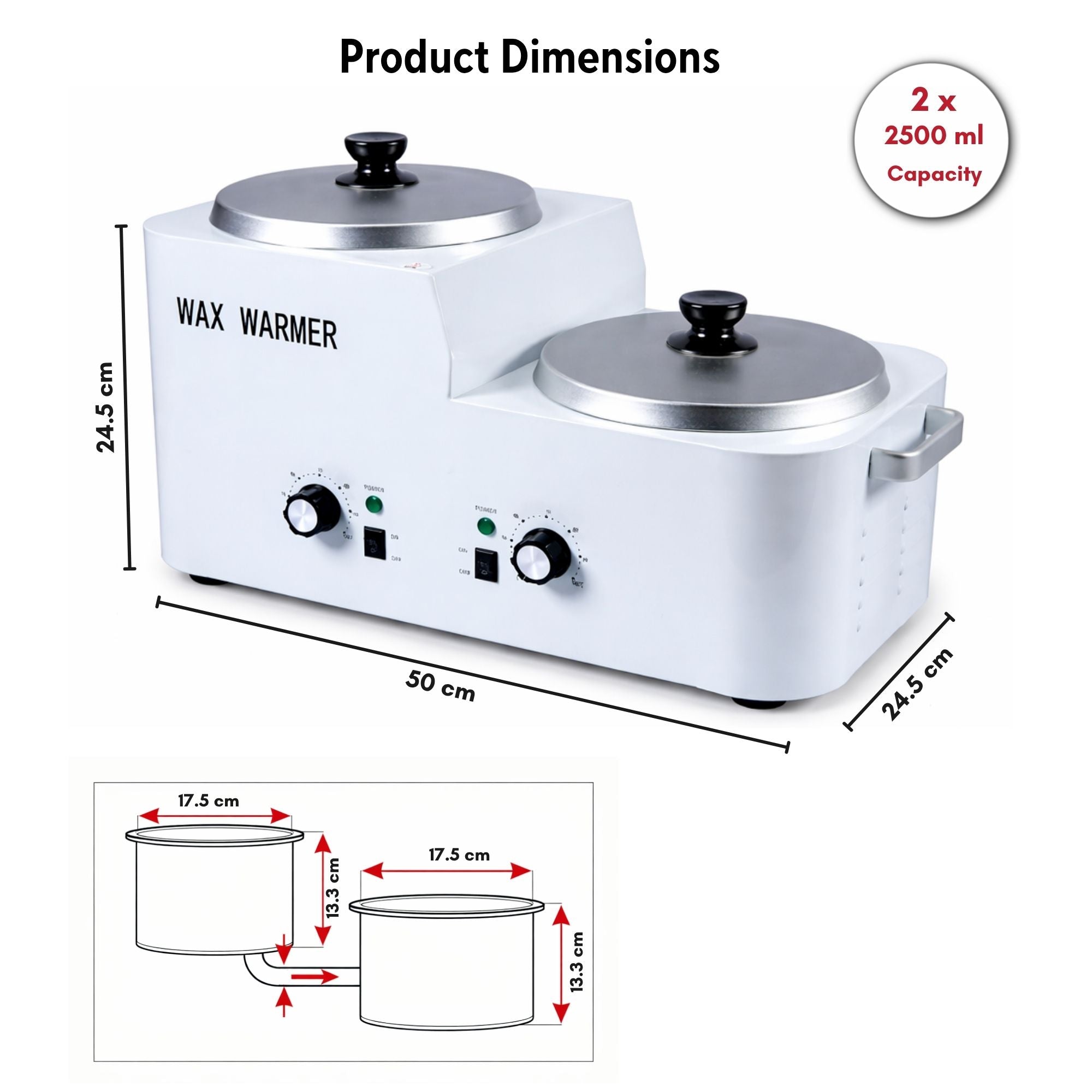 Eson - Professional Dual Pot Wax Warmer and Paraffin Heater Machine 500W