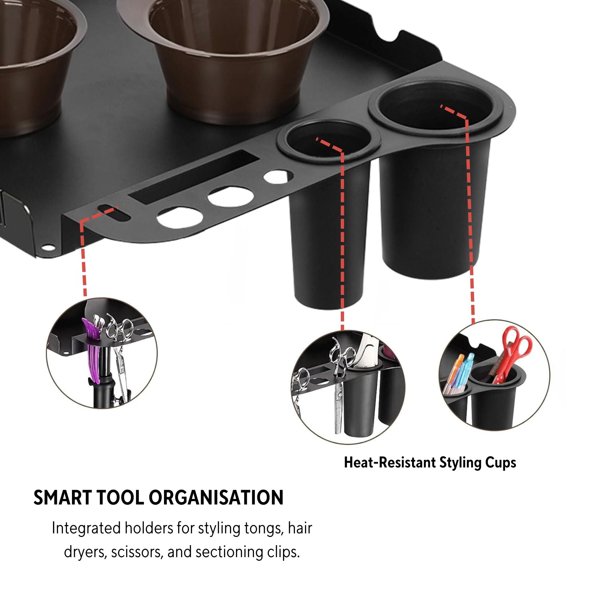 Gabri- Premium Metal Hairdressing Trolley with Magnetic Tint Bowls