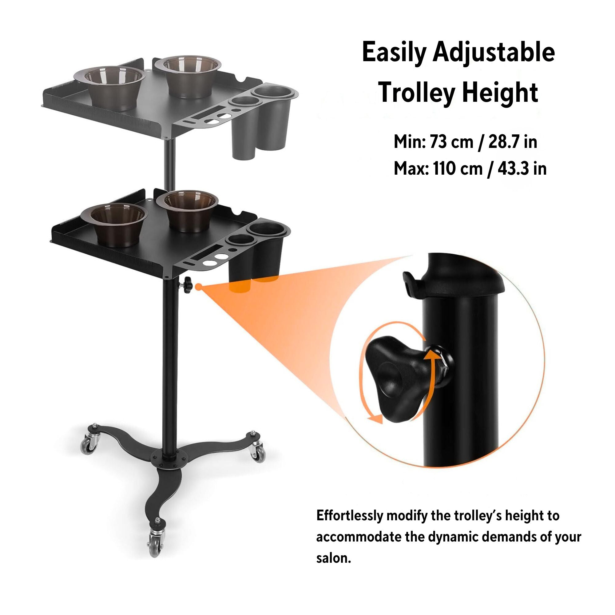 Gabri- Premium Metal Hairdressing Trolley with Magnetic Tint Bowls