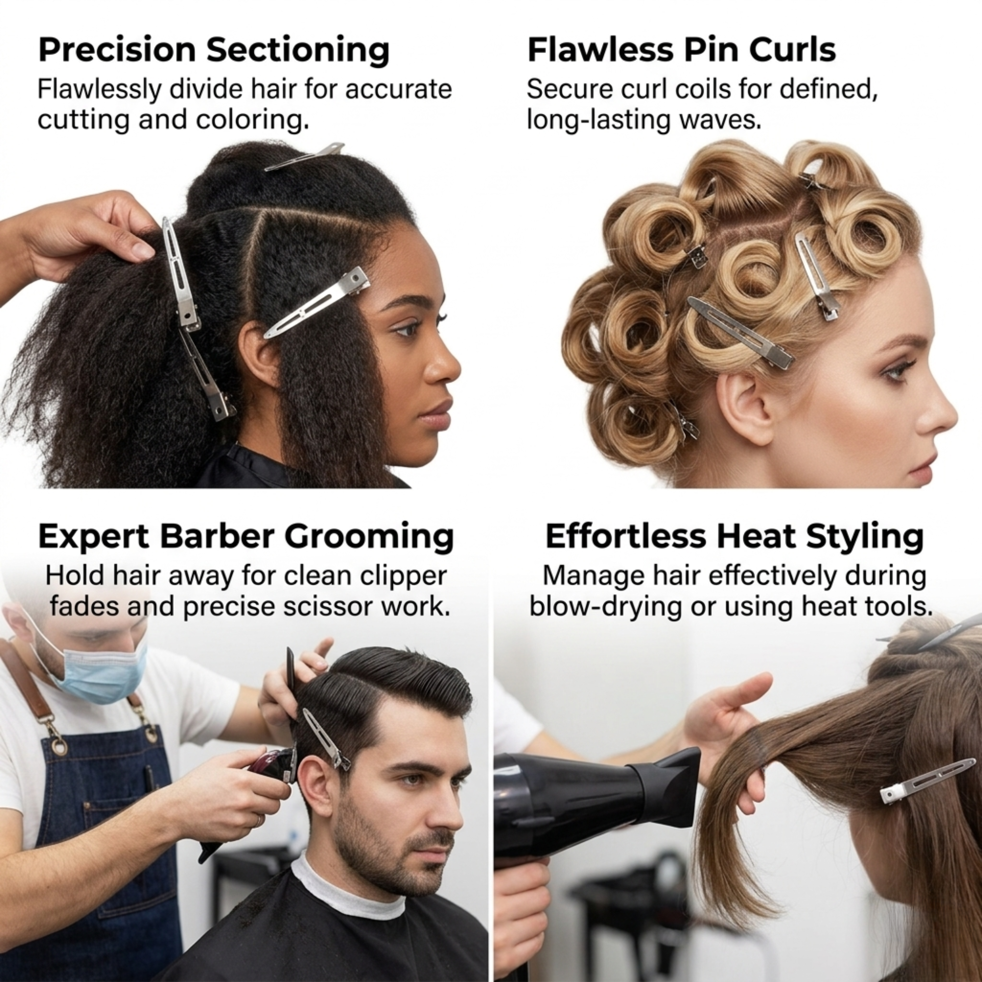 Eson - Single Prong Pinch Hair Clips 55mm (Pack of 100)