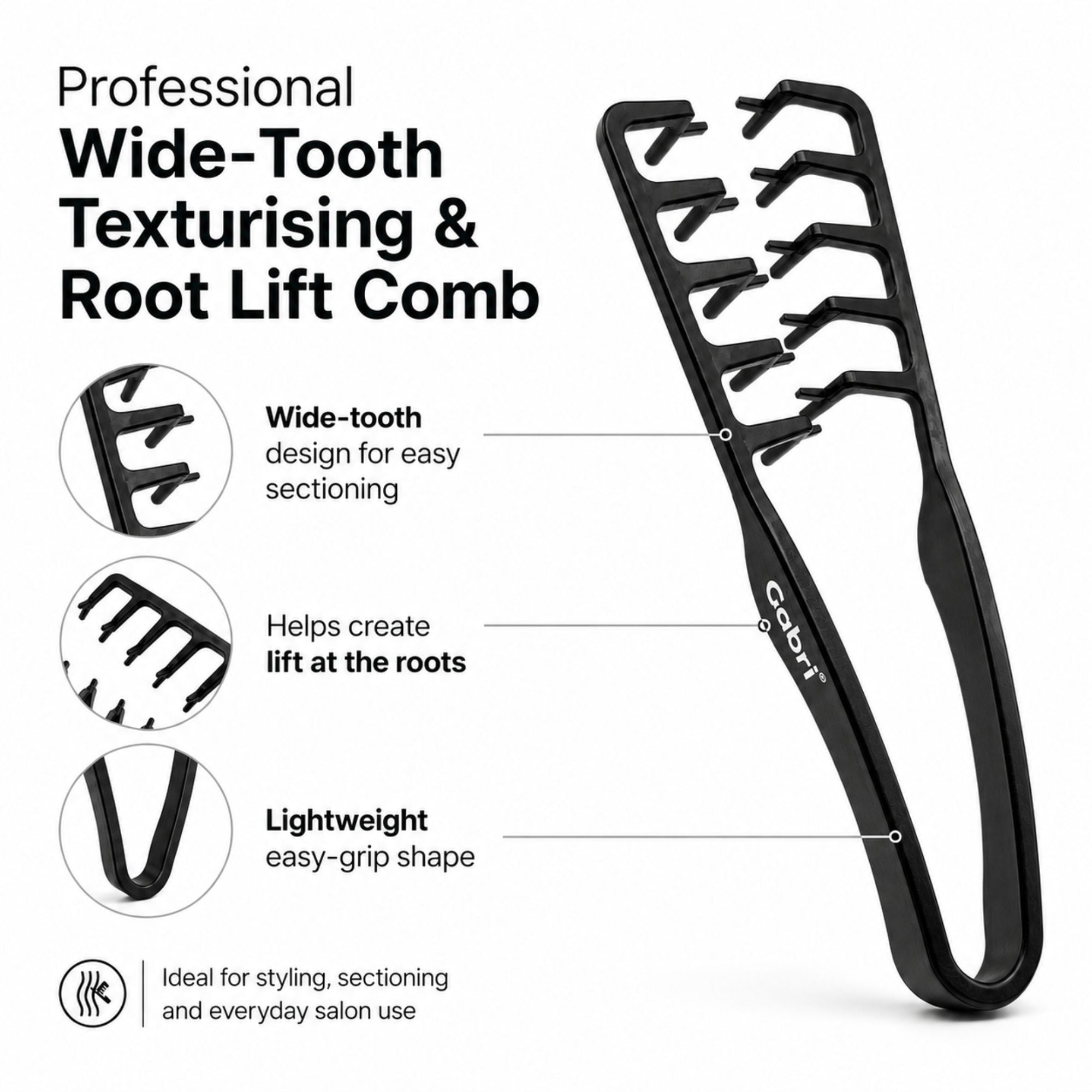 Gabri - Texturising & Root Lift Comb Black