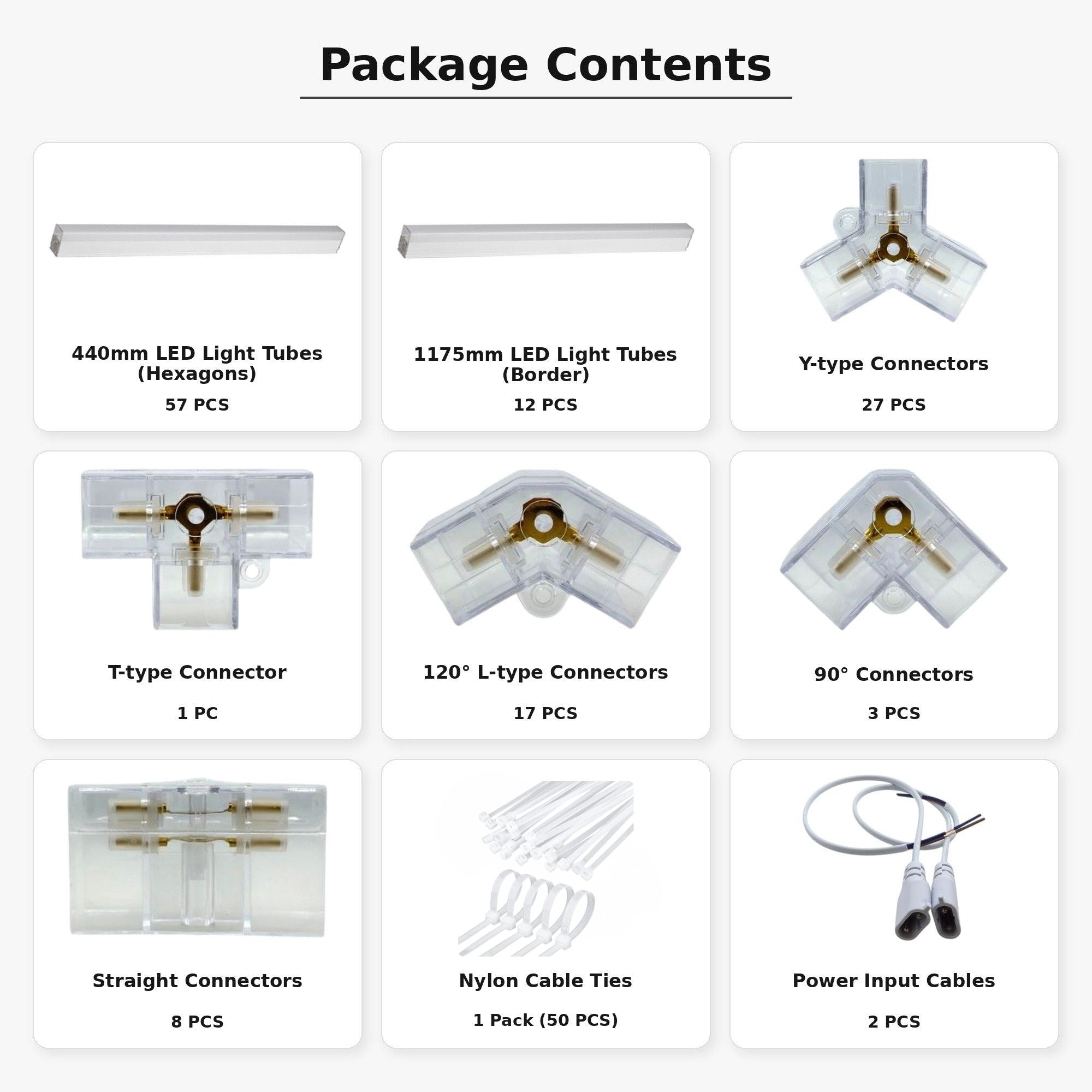 Gabri - Premium Hexagon LED Ceiling Light Grid with Border (14 Honeycomb)