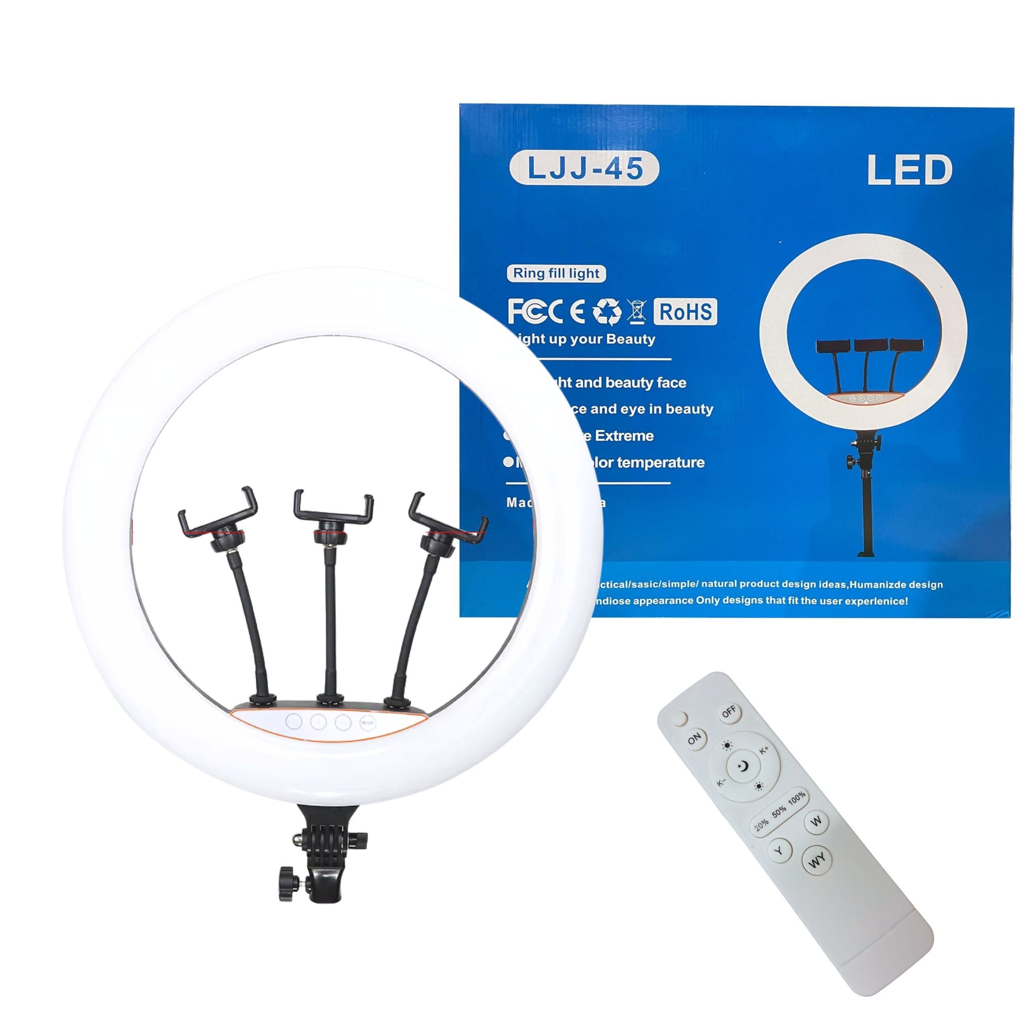 Eson - LJJ-45 Dimmable LED Ring Light with 3 Phone Holders & Tripod 18 inch (45cm)