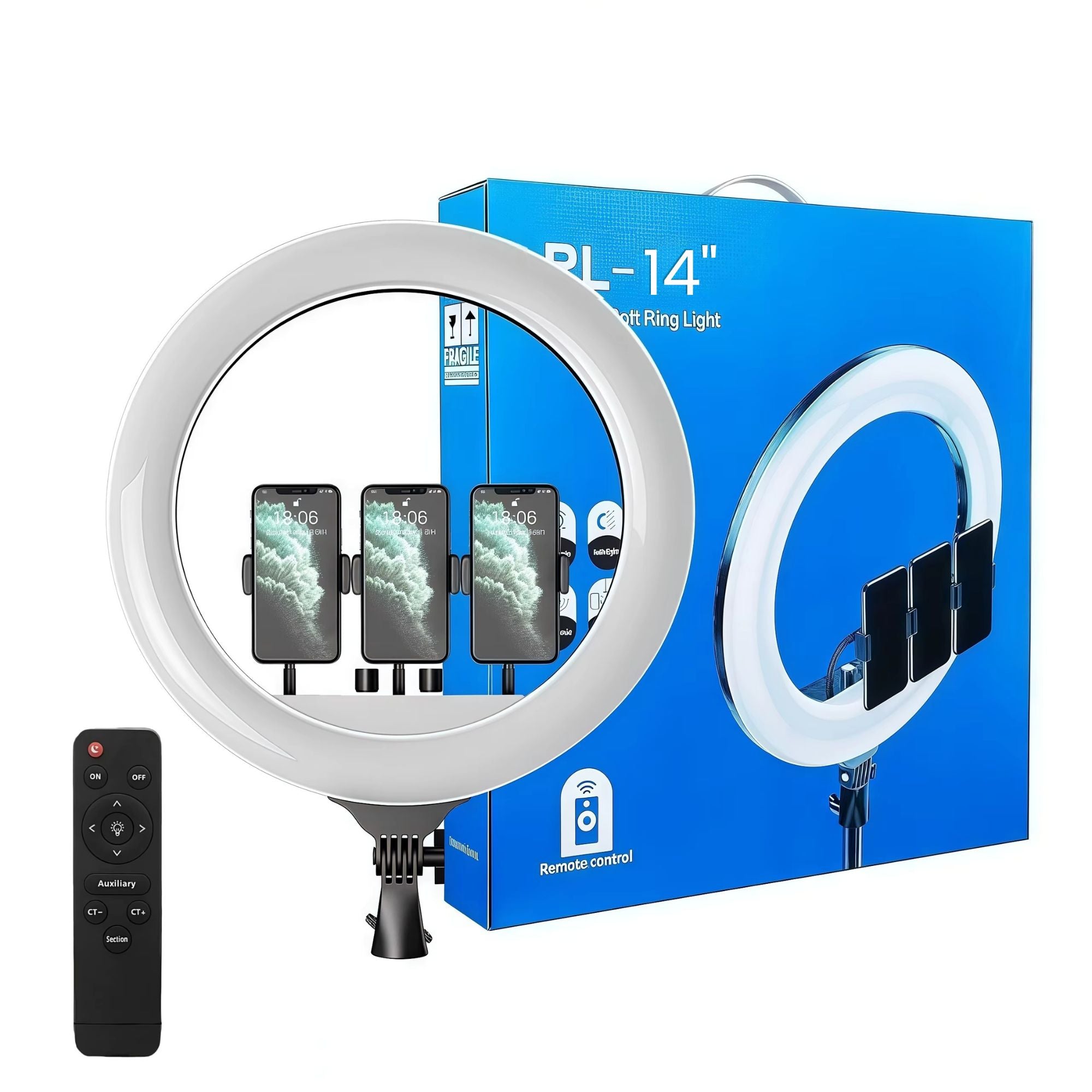 Eson - RL-14 Dimmable LED Soft Ring Light with 3 Phone Holders, Remote & Tripod 14 inch (36cm)