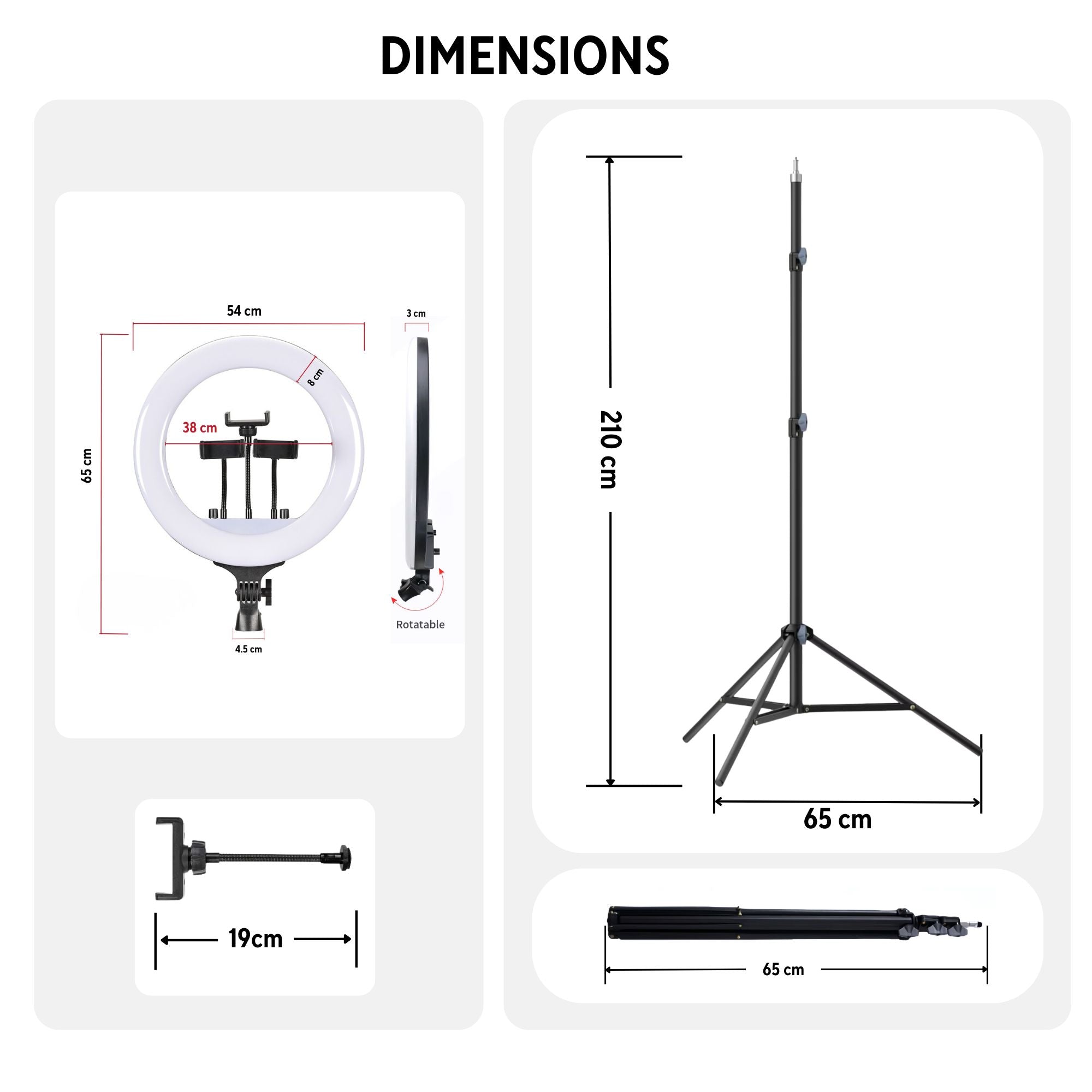 Eson - RL-21 Dimmable LED Soft Ring Light with 3 Phone Holders, Remote & Tripod 21 inch (54cm)
