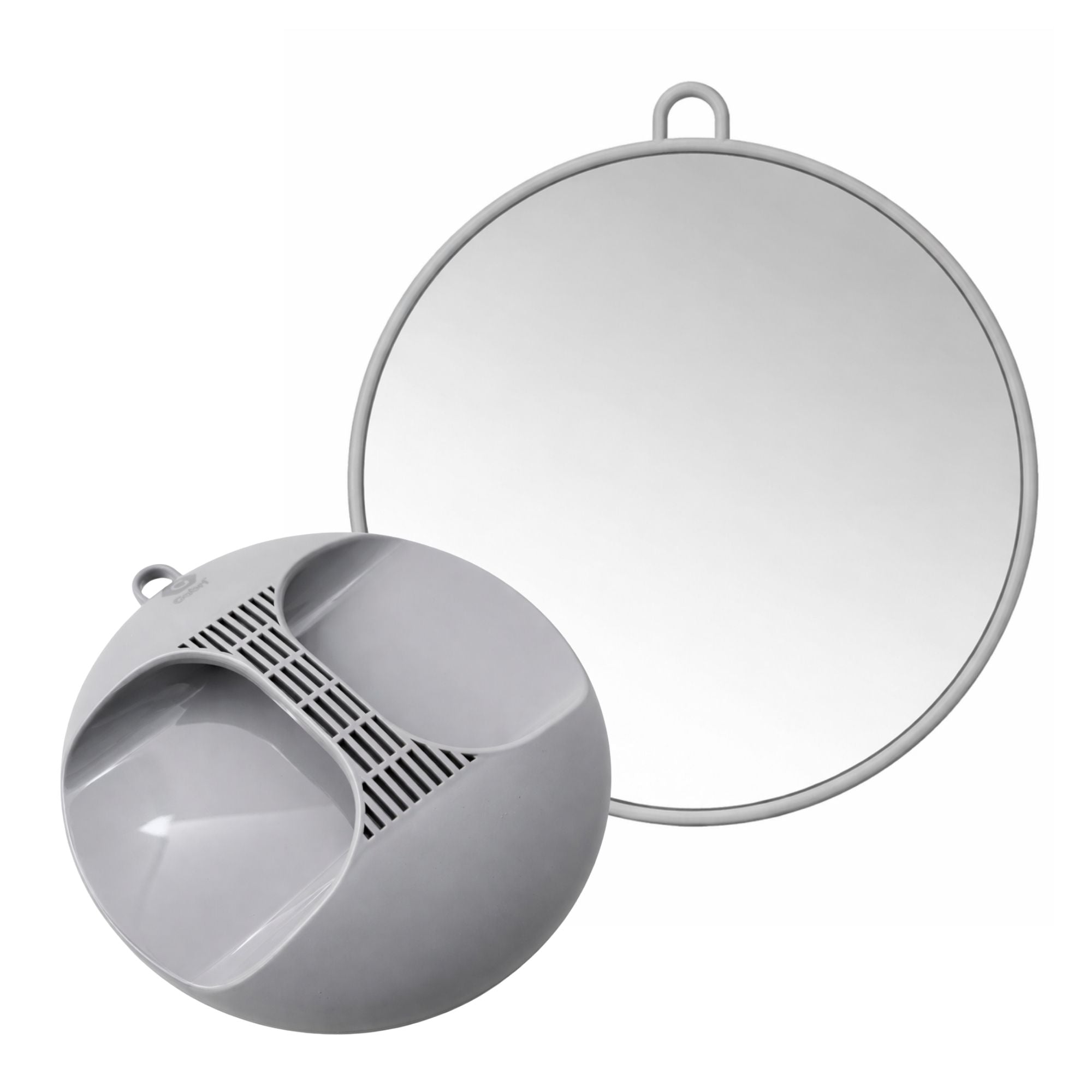 Gabri - Salon Mirror Round Handheld & Wall Grey 28cm