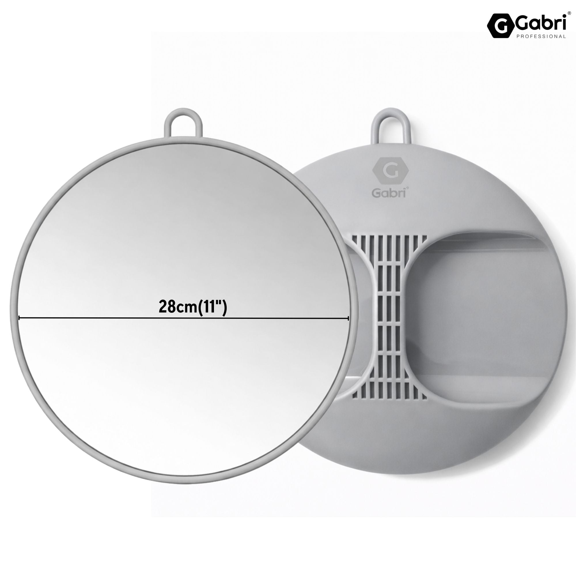 Gabri - Salon Mirror Round Handheld & Wall Grey 28cm