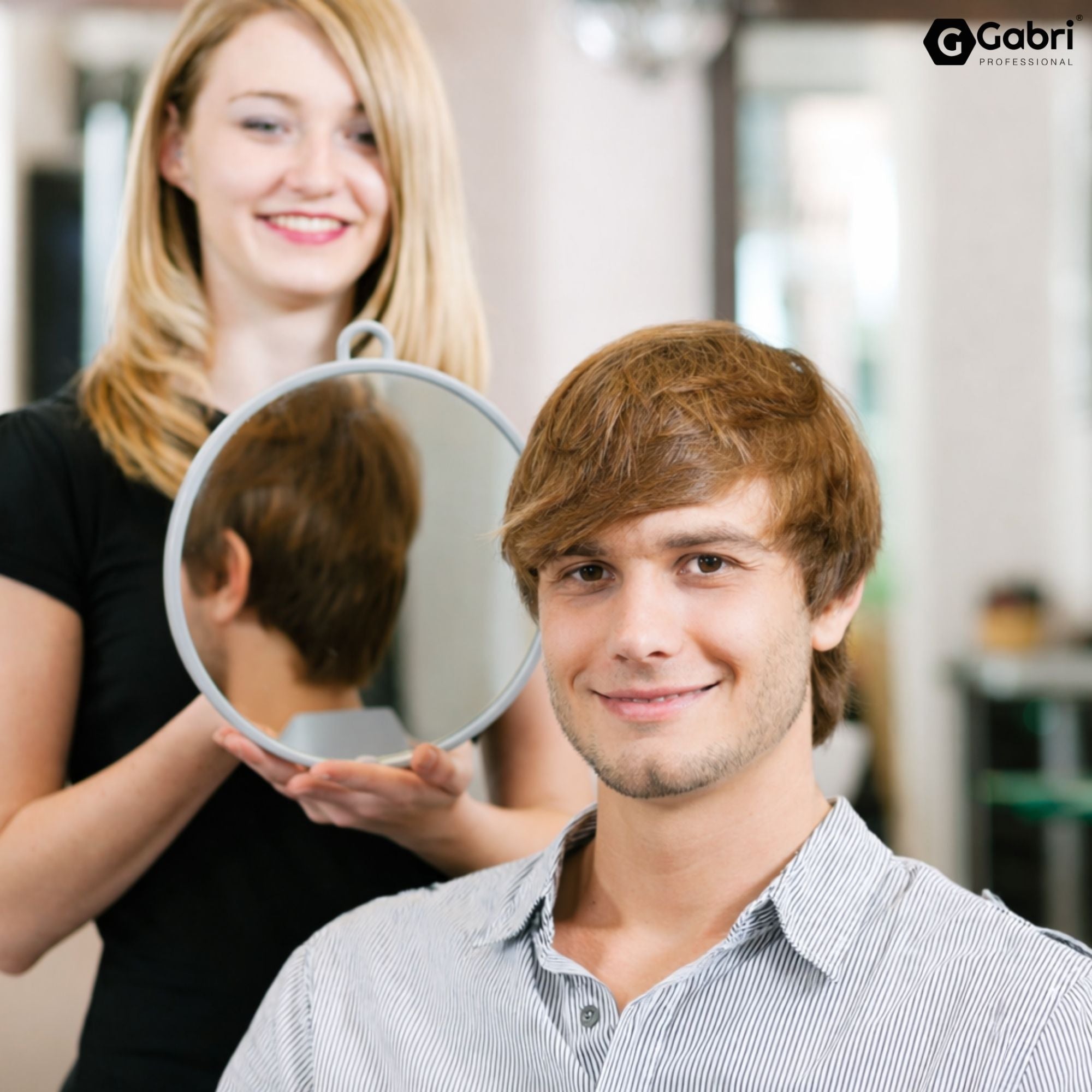 Gabri - Salon Mirror Round Handheld & Wall Grey 28cm