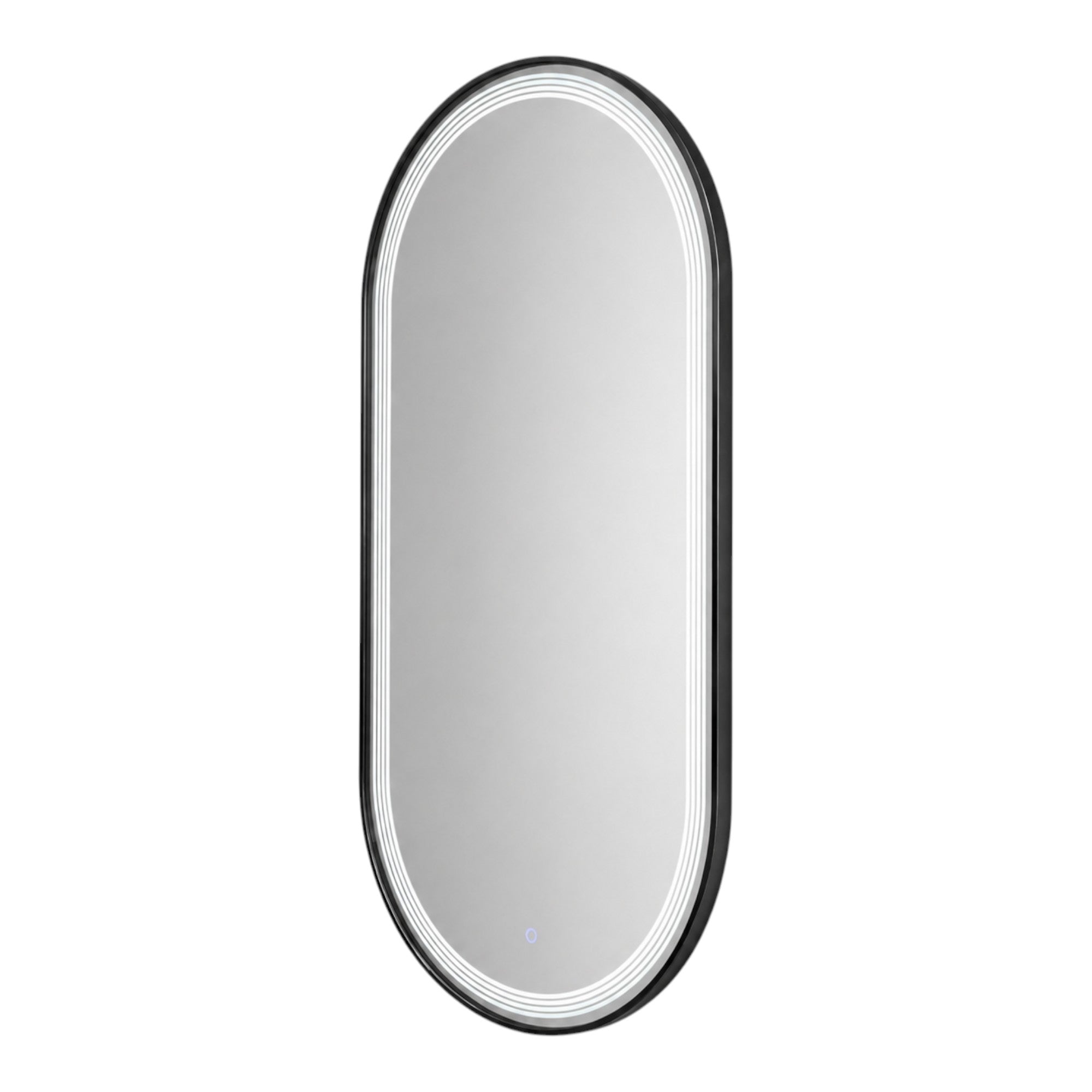 Salon Mirror - Oval Black Framed LED Mirror with Smart Touch Sensor & 3-Colour Lighting Modes
