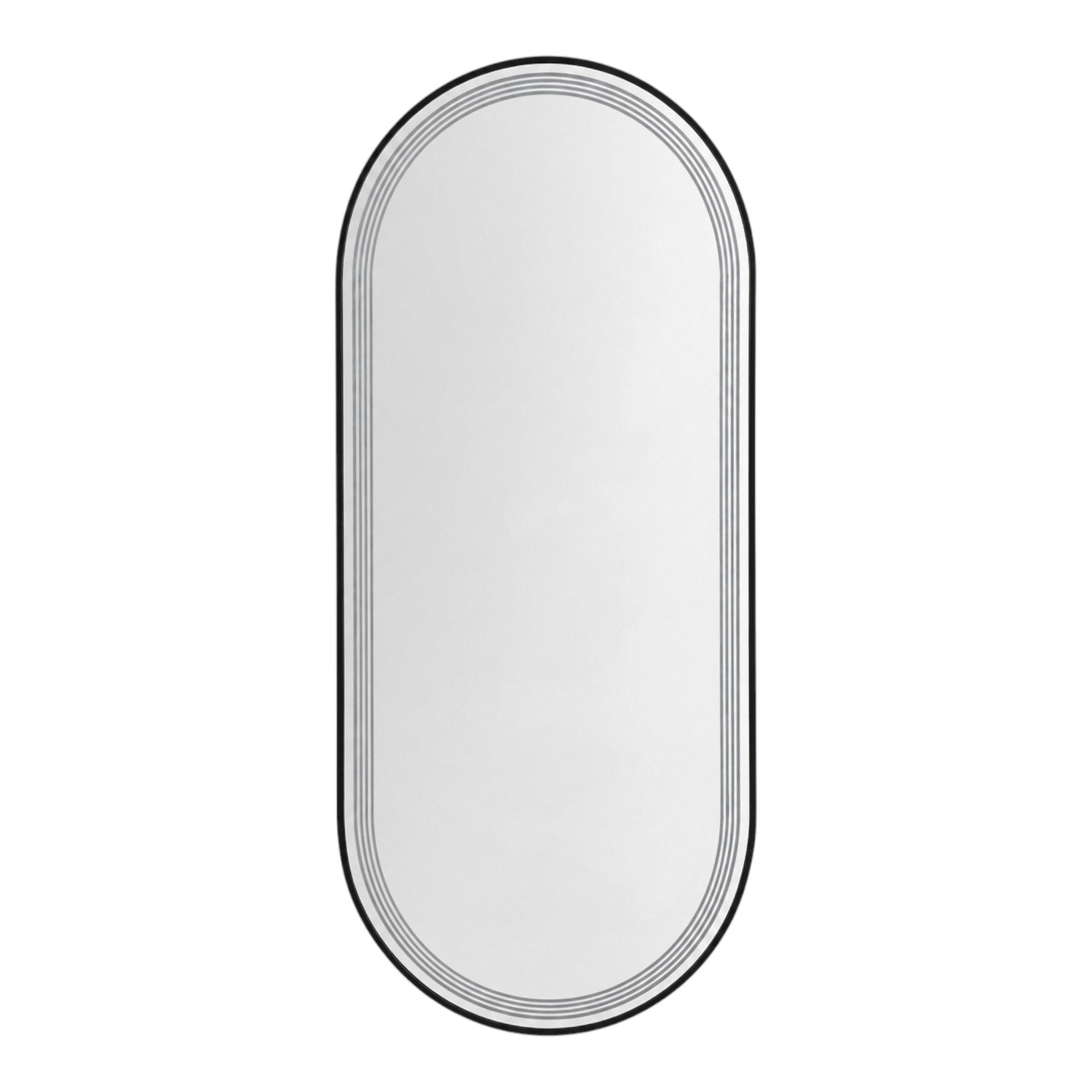 Salon Mirror - Oval Black Framed LED Mirror with Smart Touch Sensor & 3-Colour Lighting Modes