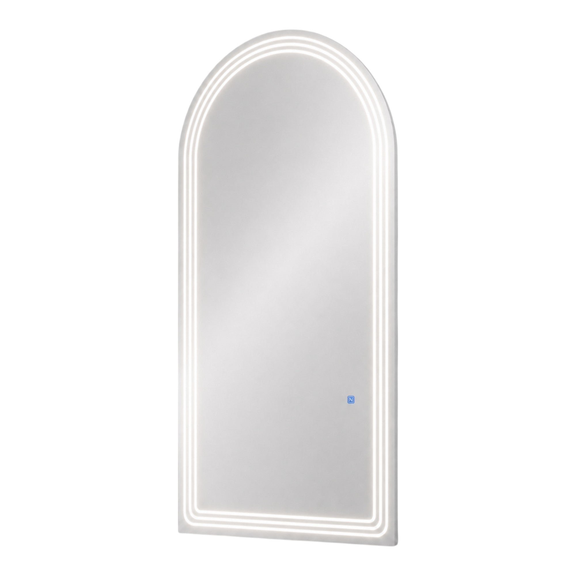 Salon Mirror - Arched Frameless LED Mirror with Smart Touch Sensor & 3-Colour Lighting Modes