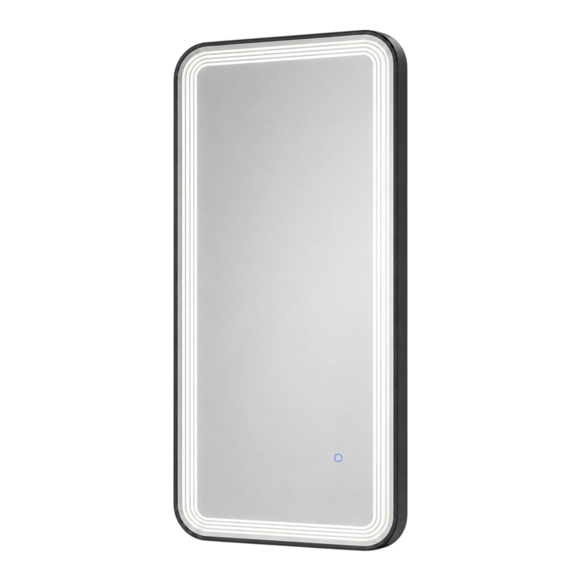 Salon Mirror - Rectangular Black Framed LED Mirror with Smart Touch Sensor & 3-Colour Lighting Modes