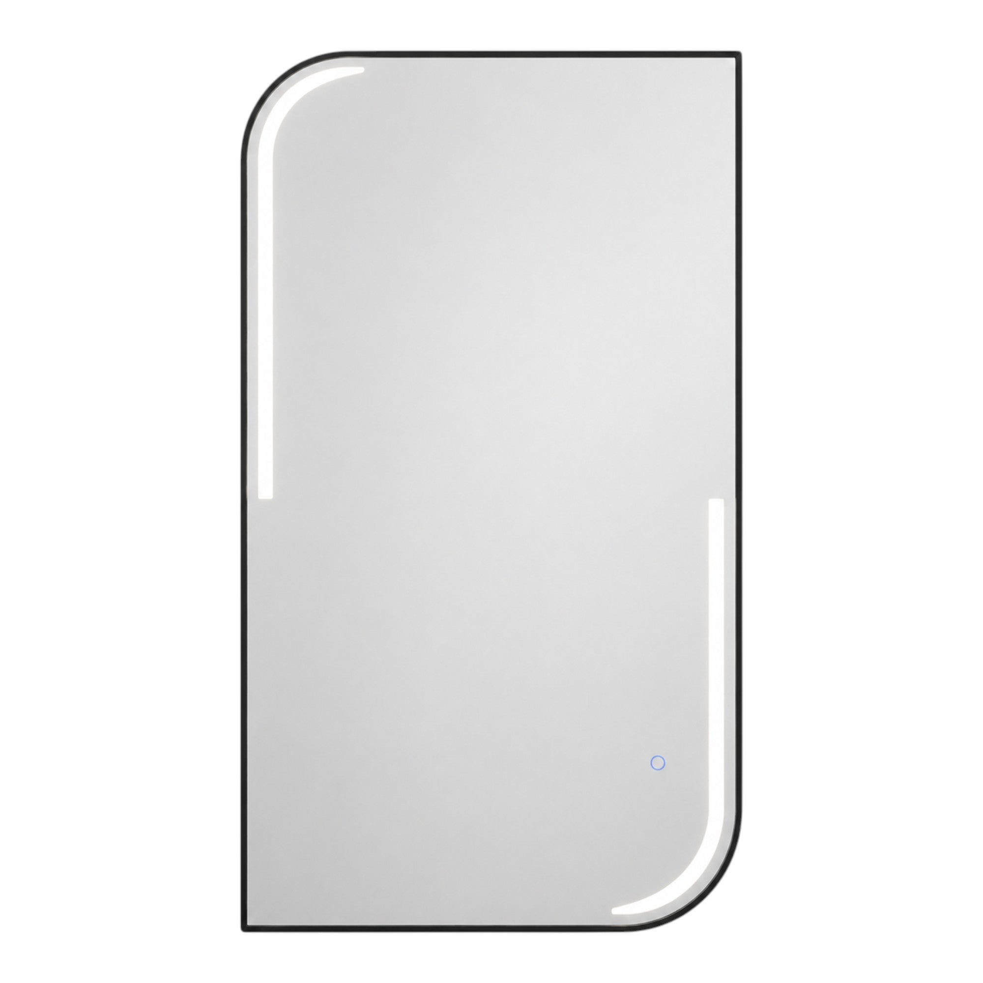 Salon Mirror - Modern Curved Edge Black Framed LED Mirror with Smart Touch Sensor & 3-Colour Lighting Modes