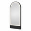 Salon Mirror - Arched Black Framed LED Station Mirror with Integrated Plug Socket, Smart Touch Sensor & 3-Colour Lighting Modes