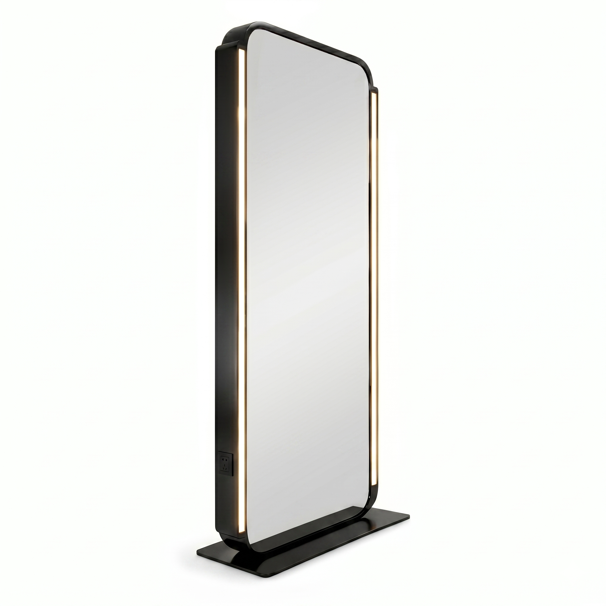 Salon Mirror - Double-Sided Freestanding Black Framed LED Mirror