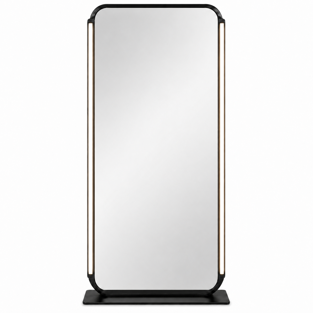 Salon Mirror - Double-Sided Freestanding Black Framed LED Mirror
