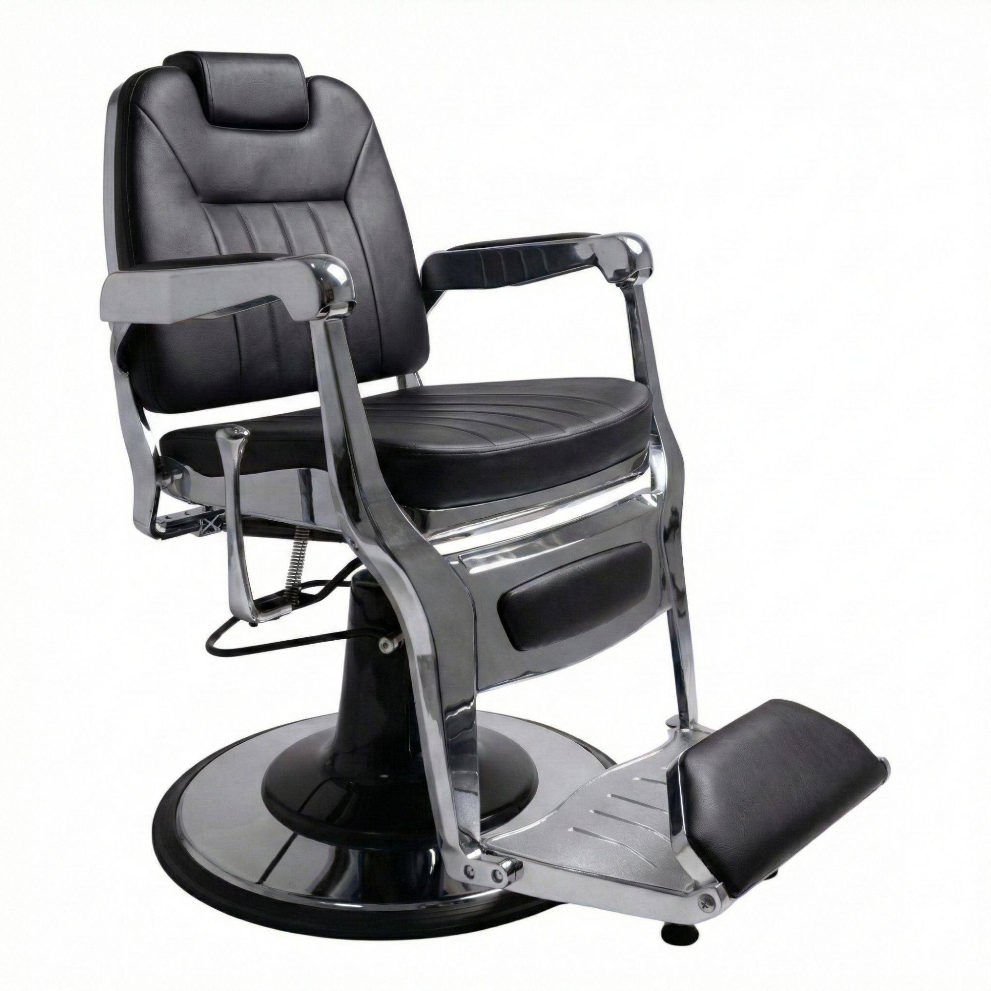 Barber Chair - Elite Black & Chrome Accents