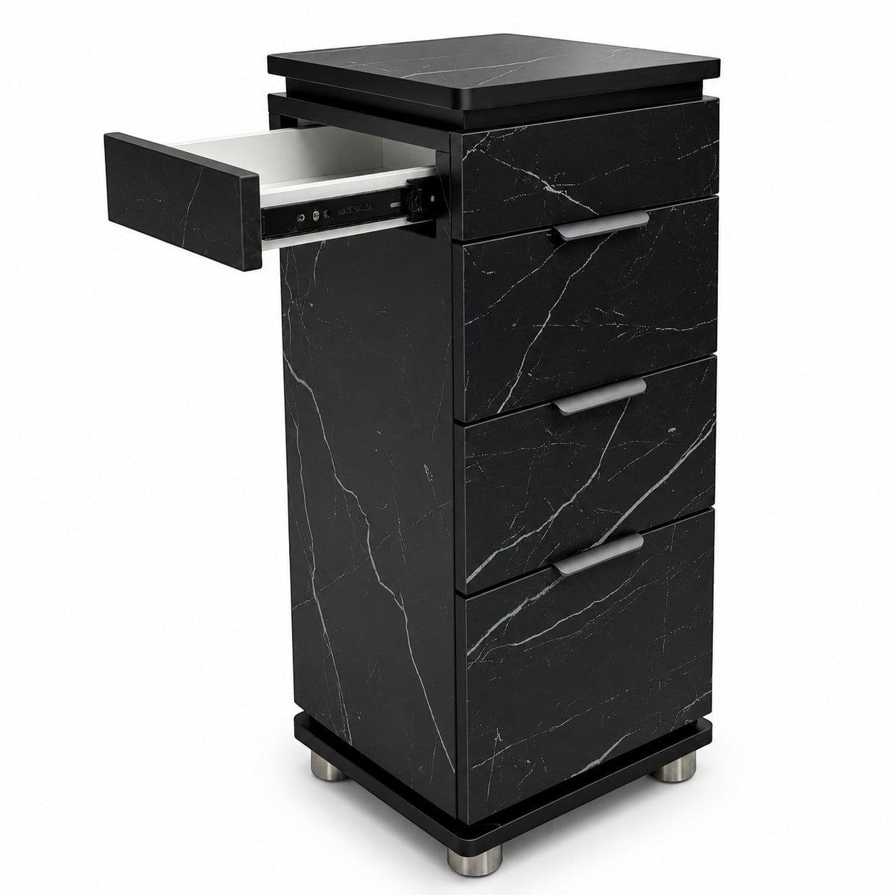 Salon Trolley - Black Marble Drawer Storage Unit