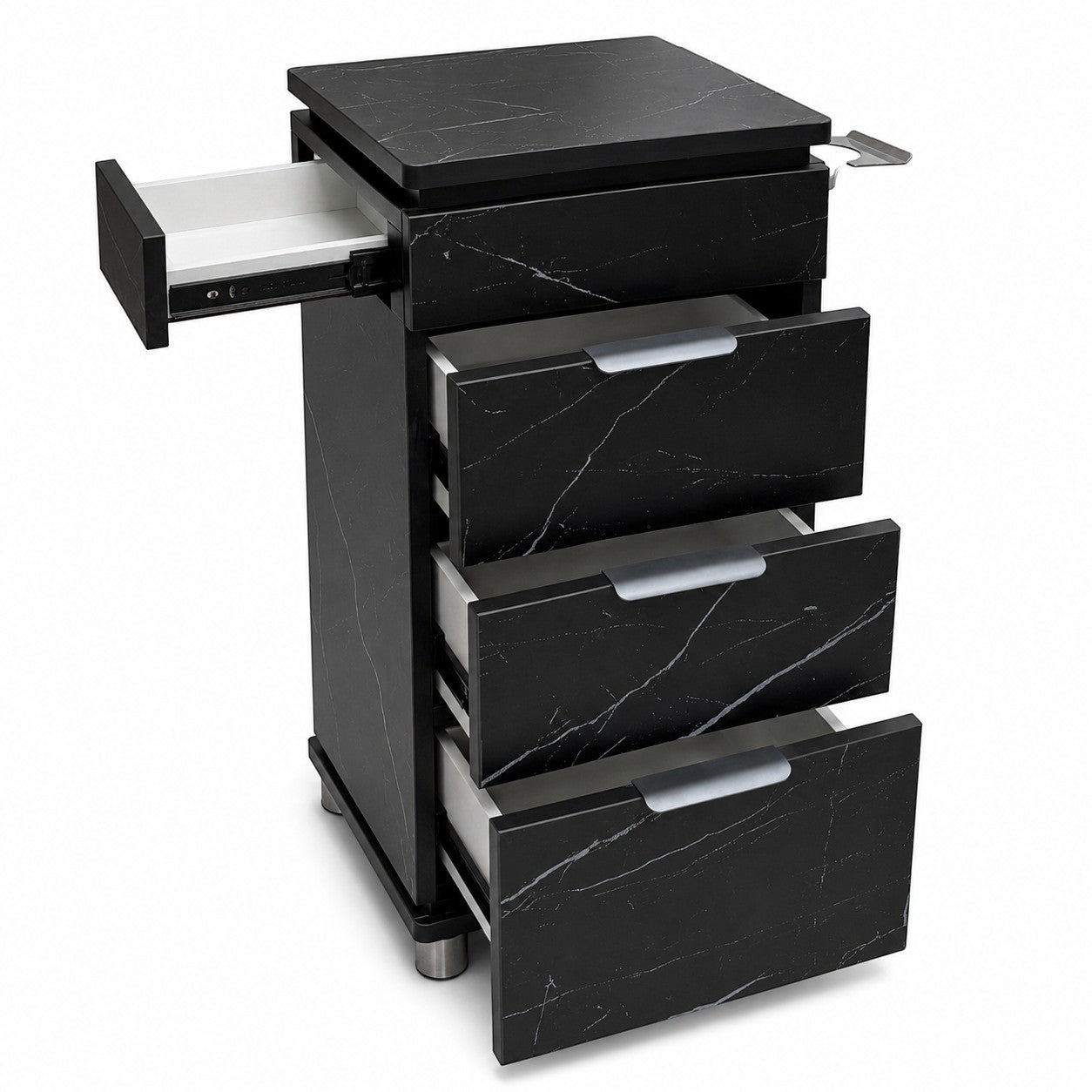 Salon Trolley - Black Marble Drawer Storage Unit