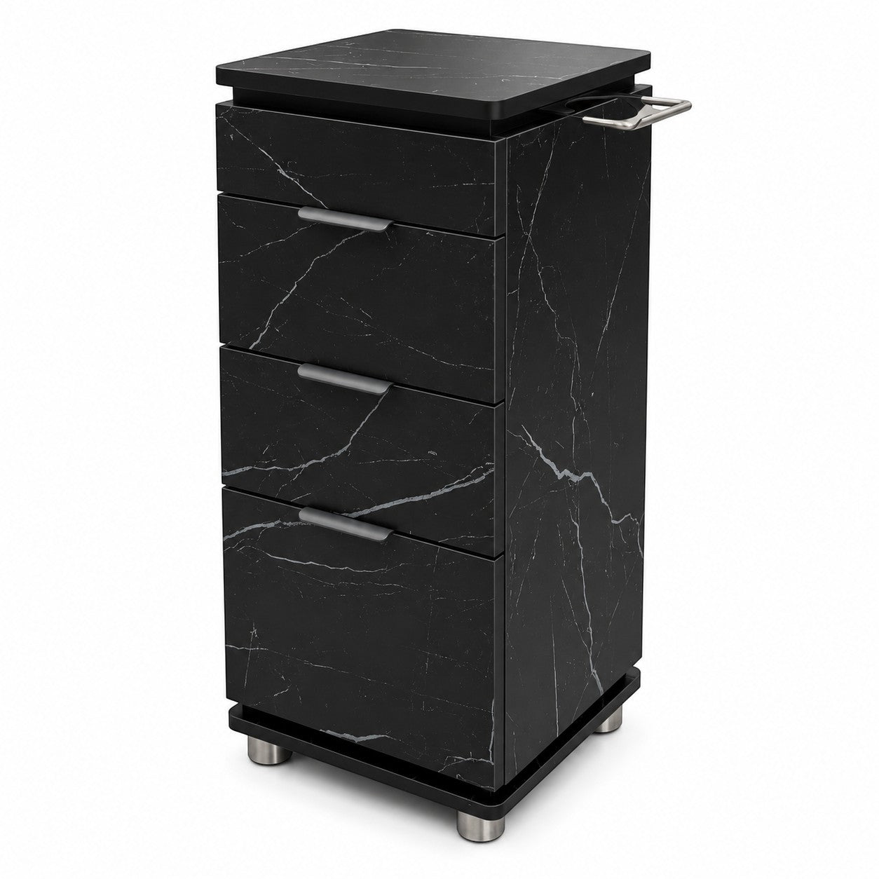 Salon Trolley - Black Marble Drawer Storage Unit