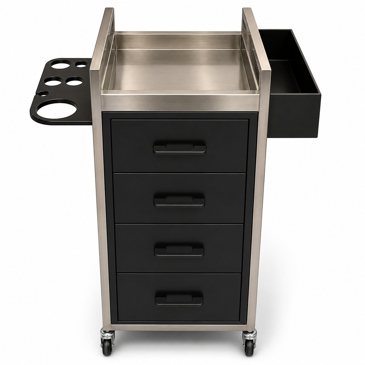 Salon Trolley - Black & Silver Four Drawer Trolley