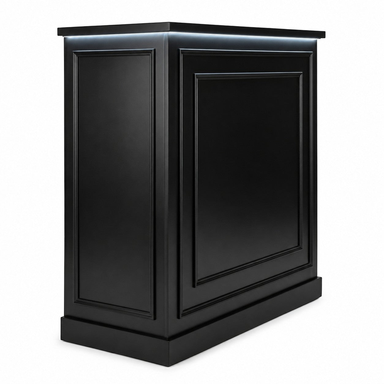 Reception Desk - Black LED Counter with Storage