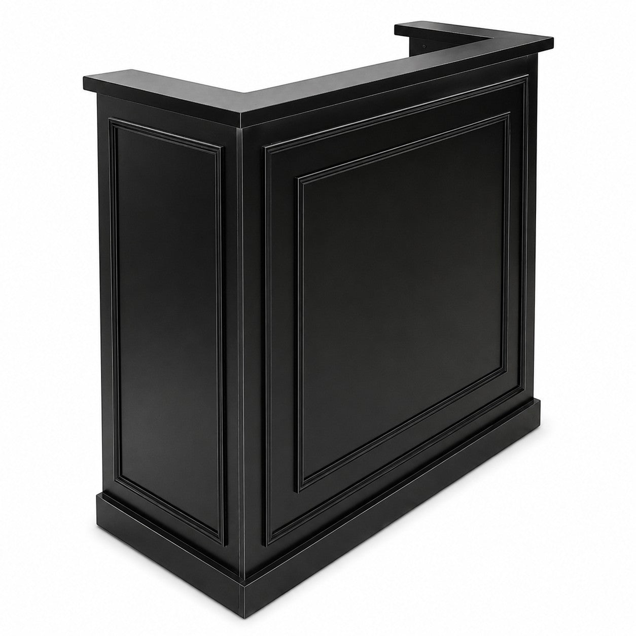 Reception Desk - Black LED Counter with Storage