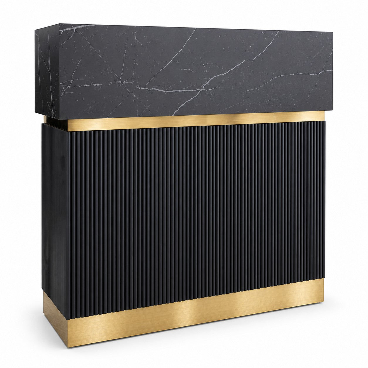 Reception Desk - Black & Gold Ribbed Counter