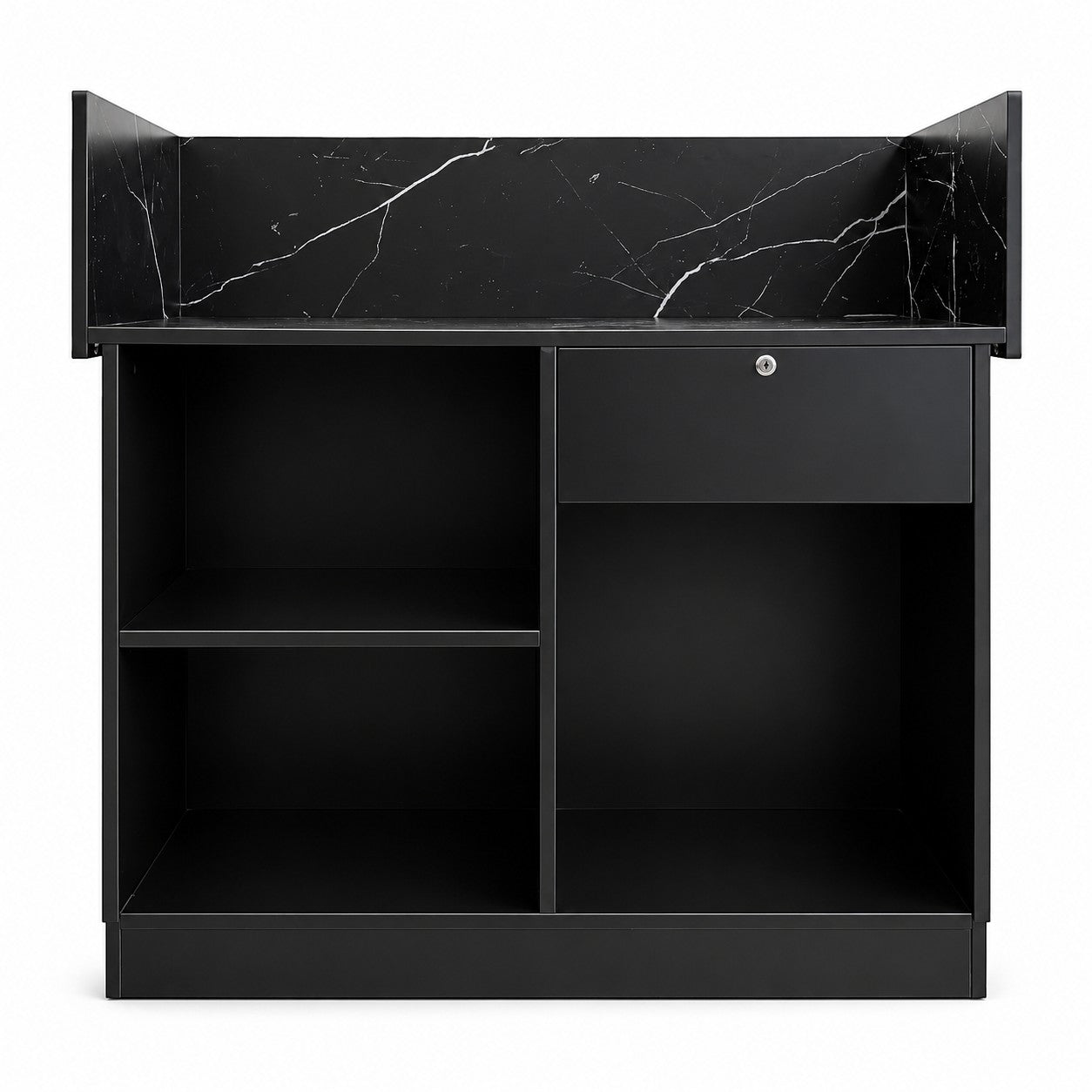 Reception Desk - Black & Gold Ribbed Counter
