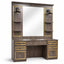 Barber Station Unit - Wood Effect Mirror Unit with Lights