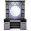 Barber Station Unit - Grey Round Illuminated Mirror Unit