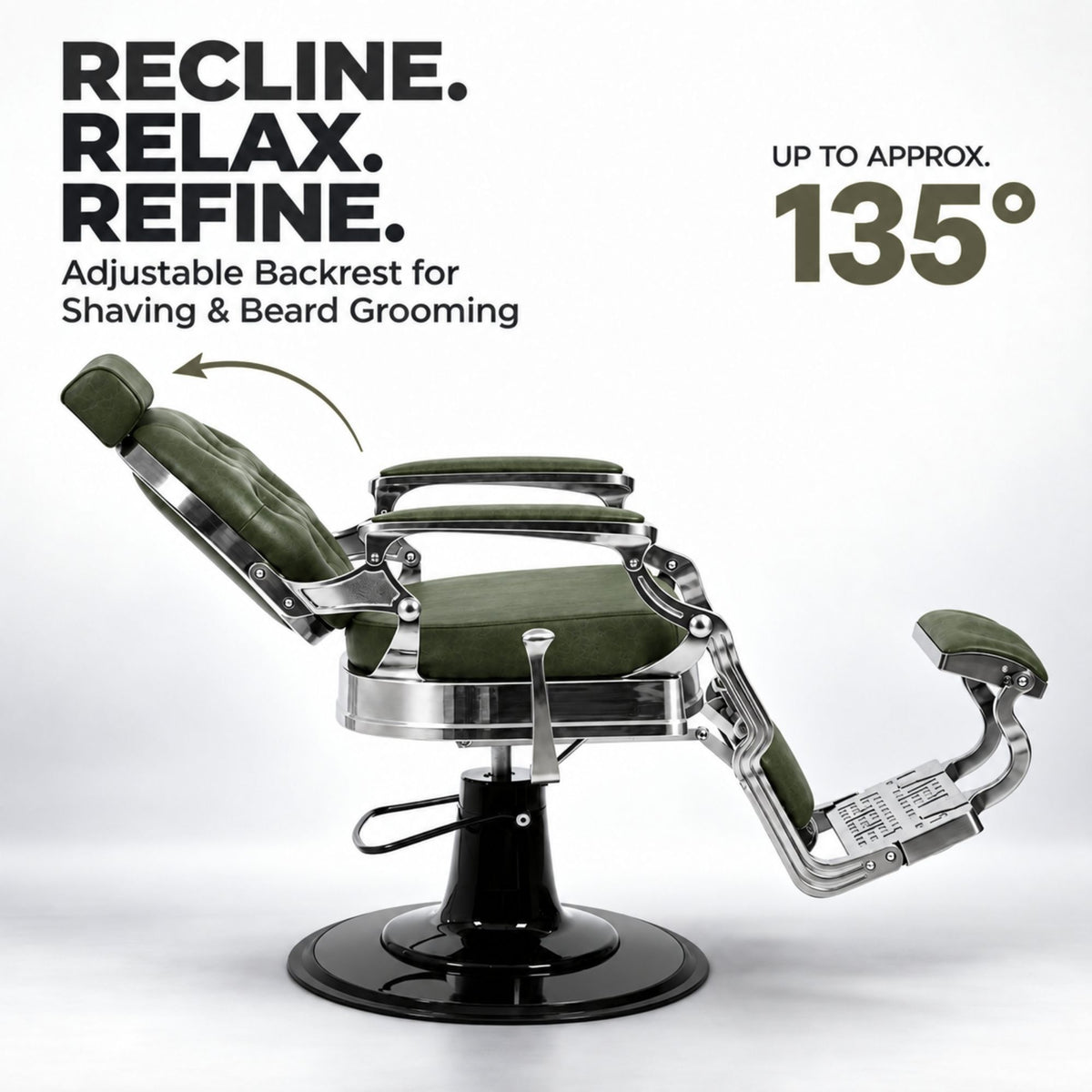 Barber Chair - Vintage Style Green & Silver Accents