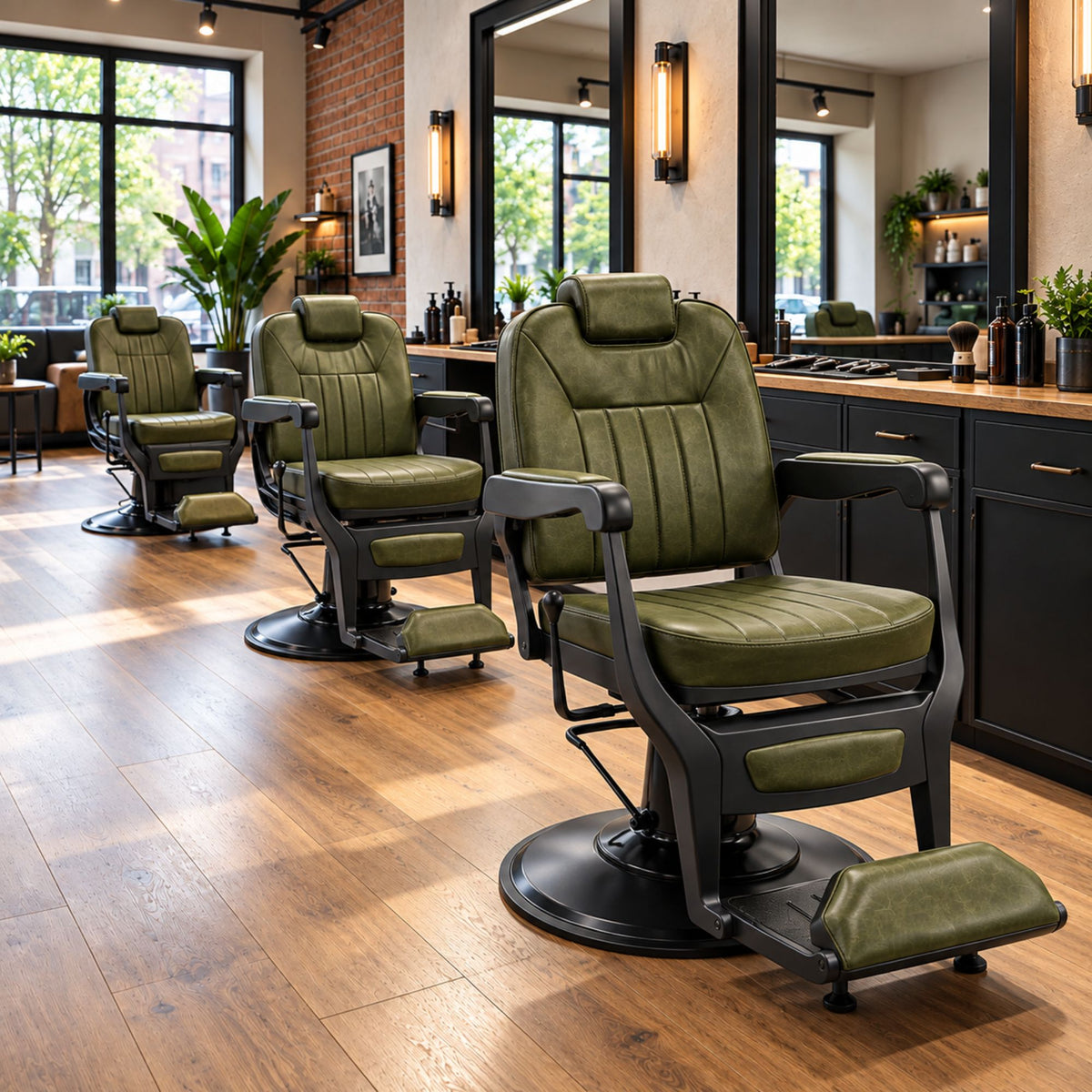 Barber Chair - Elite Green & Matte Black Accents
