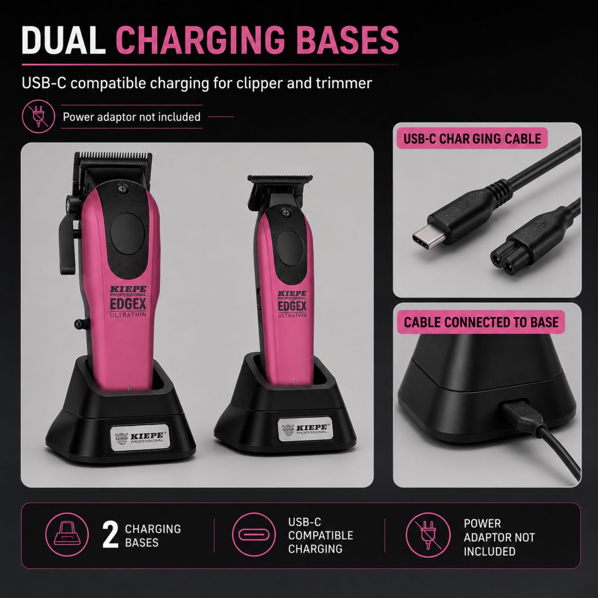 Kiepe - Professional Edge X Ultrathin Clipper & Trimmer Set - Metallic Pink