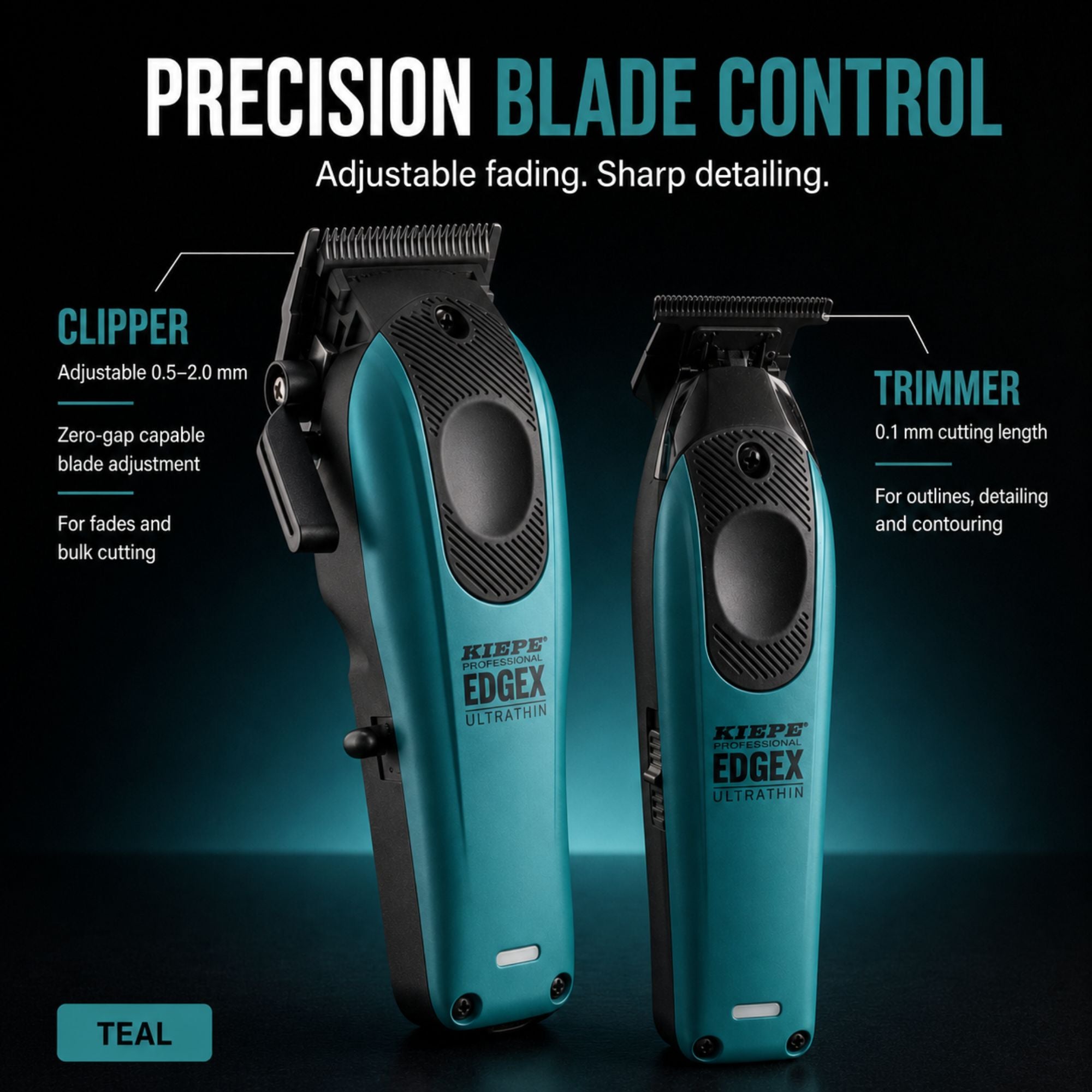 Kiepe - Professional Edge X Ultrathin Clipper & Trimmer Set - Teal