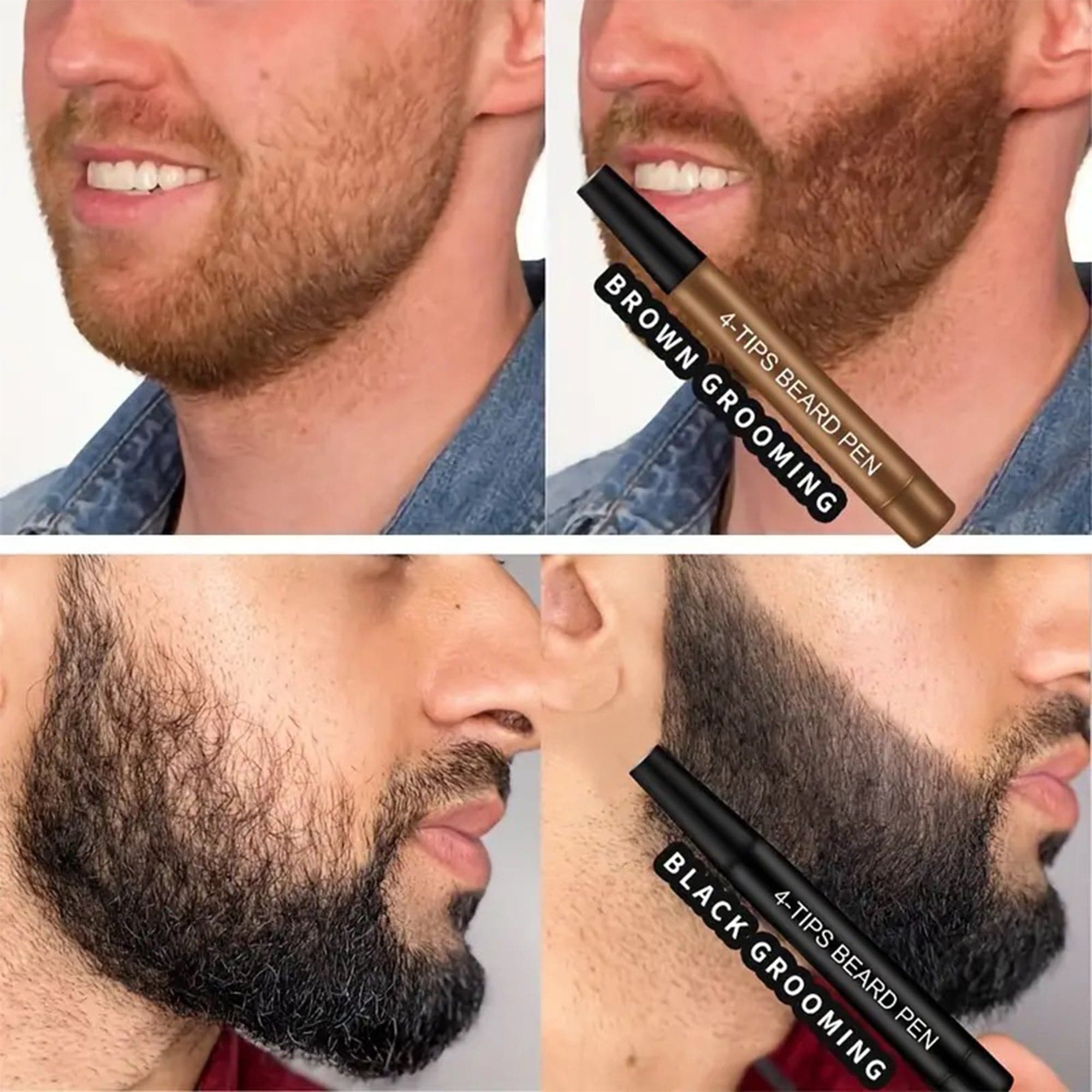 Bunee - 4-Tips Beard Pen (Brown) 5g - Eson Direct