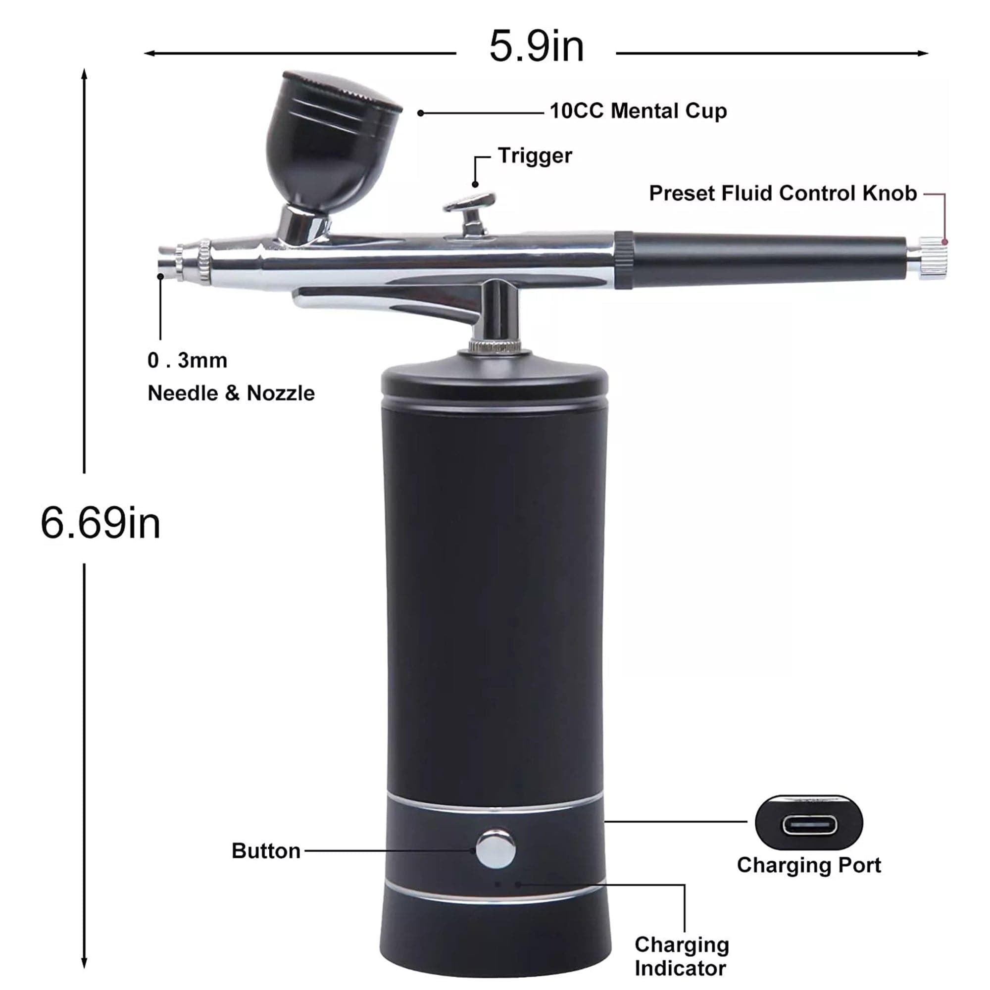 Eson - Cordless Airbrush Kit Portable Mini Airbrush Gun with Compressor