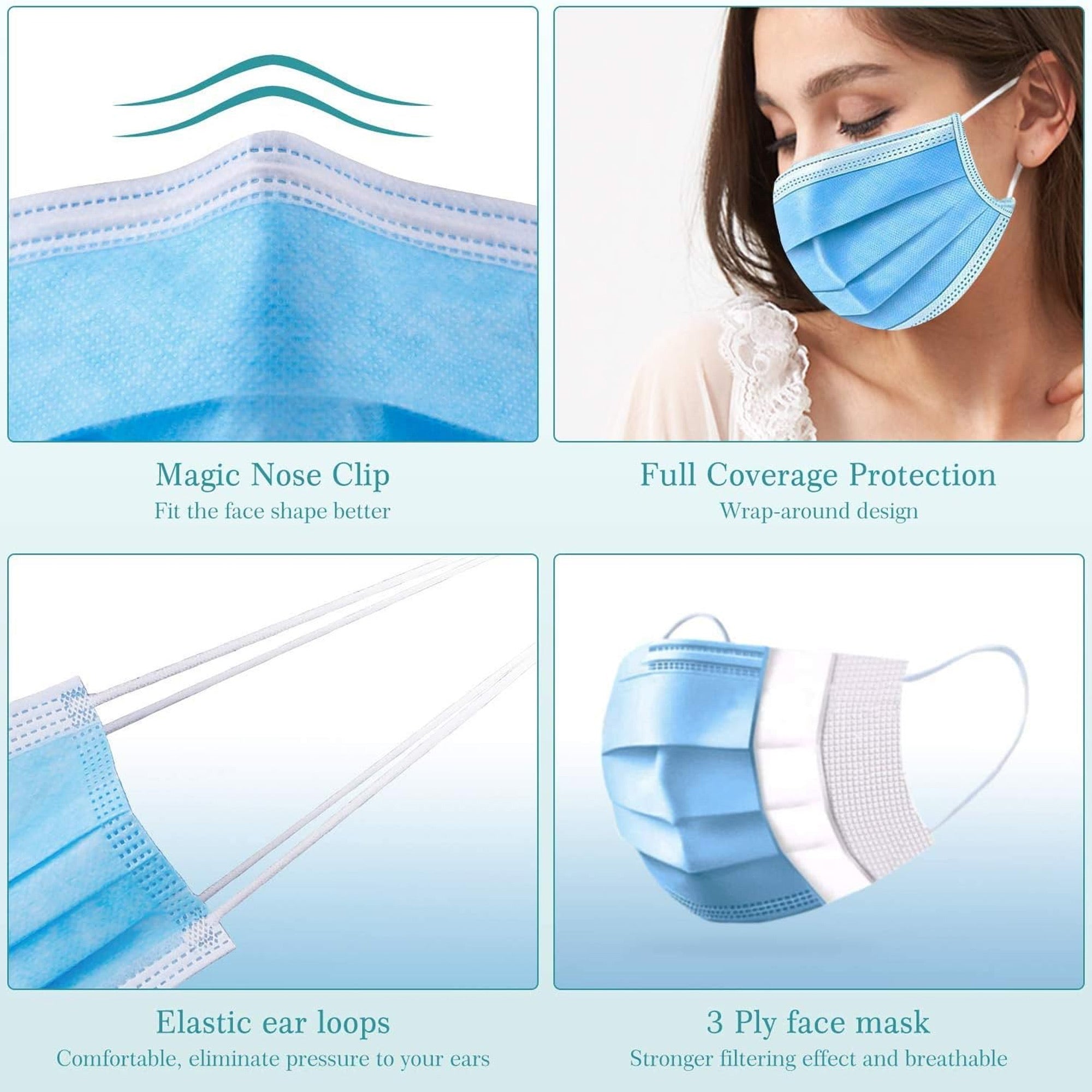 Eson - Disposable 3-Ply Protective Face Masks 50pcs