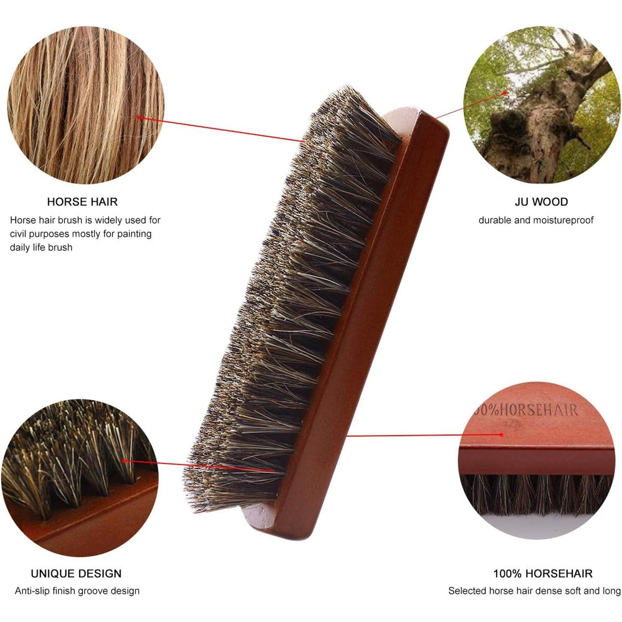 Eson - Fade Brush Horse Hair Raw Beech Wooden 13x4cm