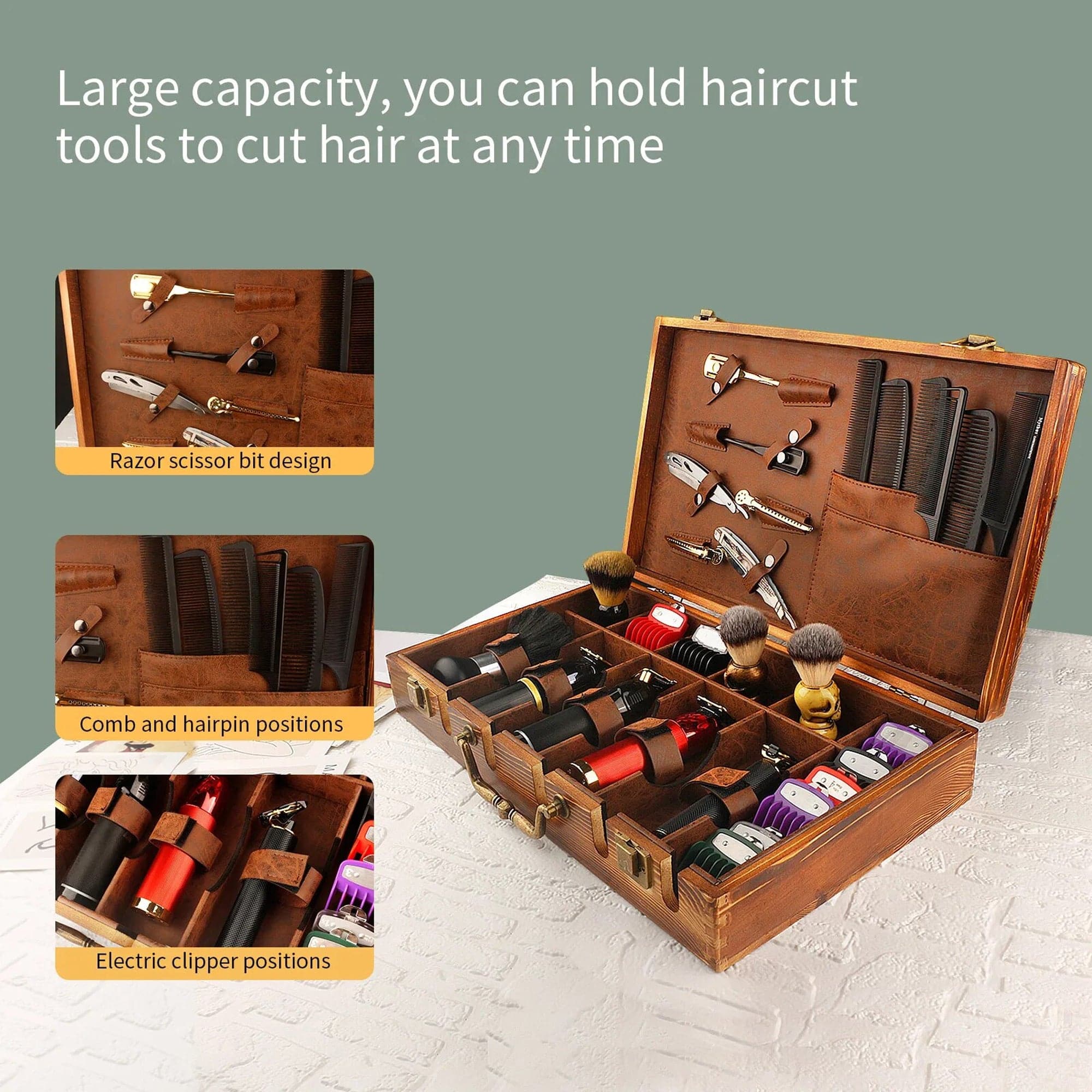 Eson - Hair Stylist Bag Barber Tools Carry Case Wooden