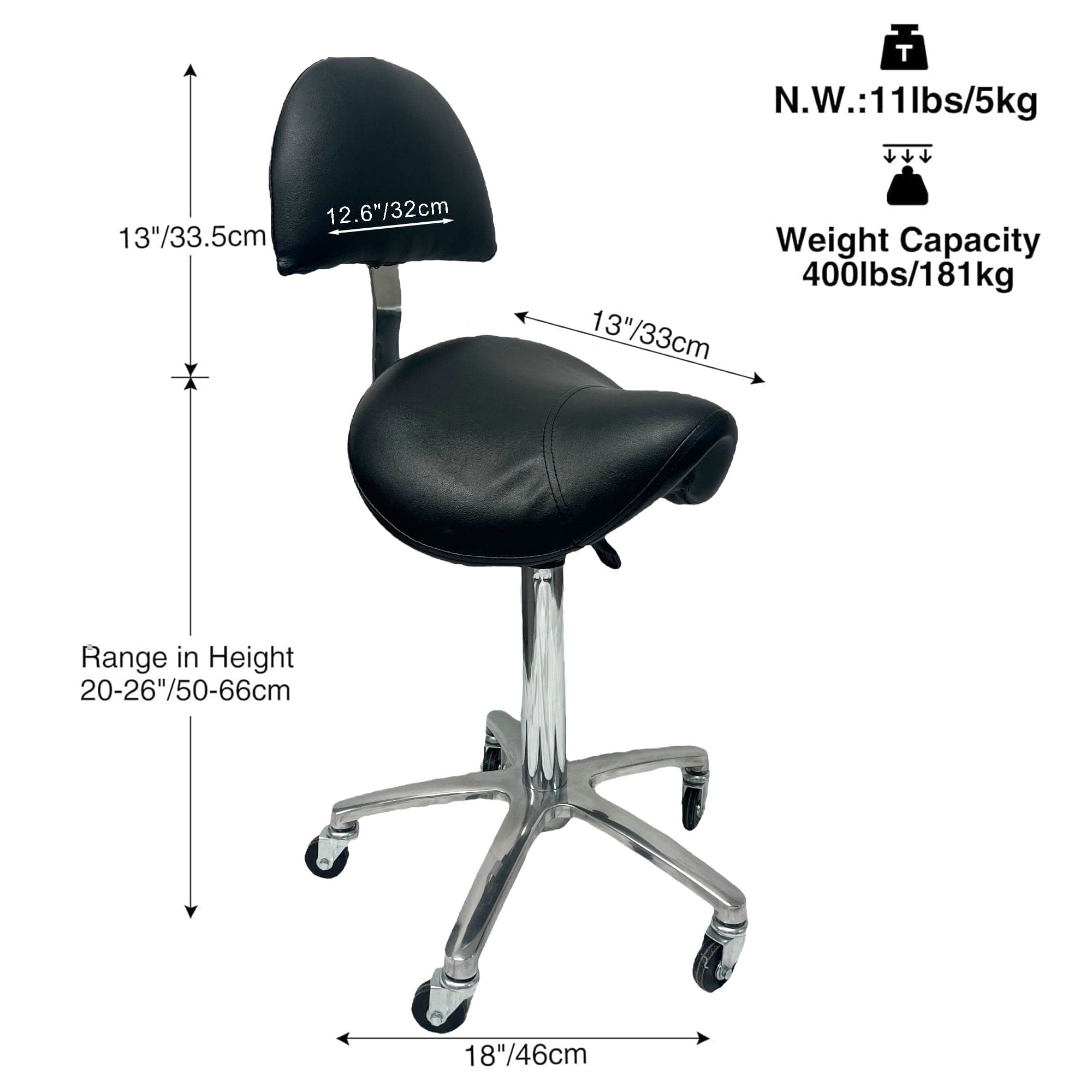 Eson - Saddle Stool Chair With Backrest Adjustable Height & Swivel