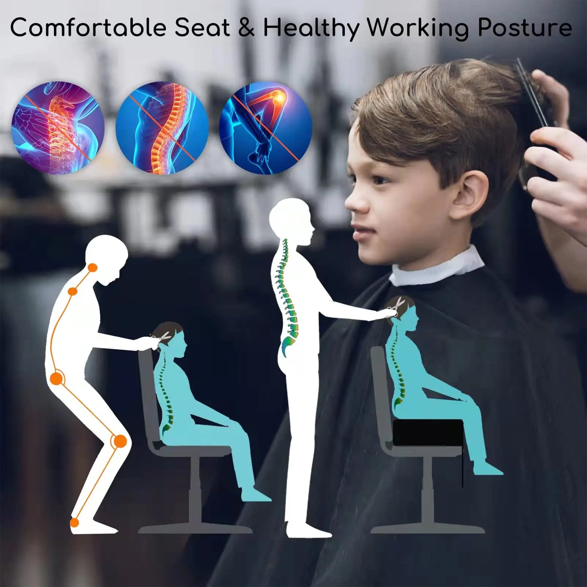 Kids Booster Seats - Professional Salon & Barber Cushion Black