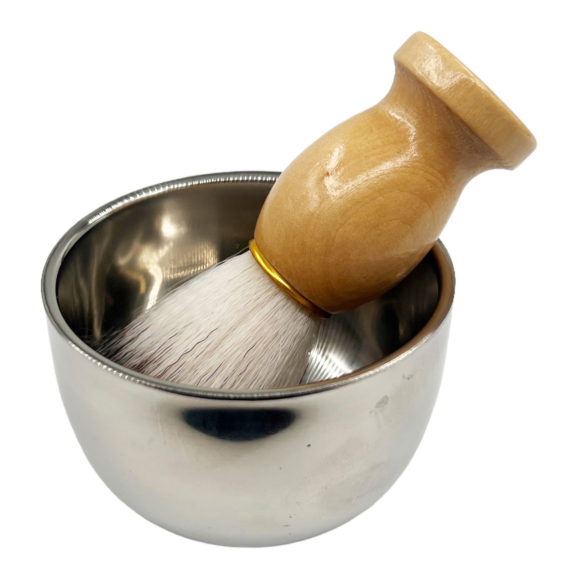 Eson - Shaving Set Stainless Steel Bowl & Wooden Brush With Stand