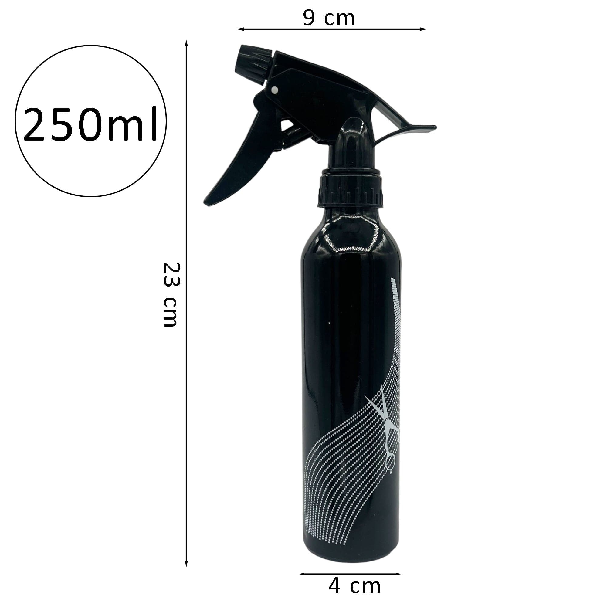 Eson - Water Spray Bottle 250ml Metallic Empty Refillable Extreme Mist Sprayer (Black)