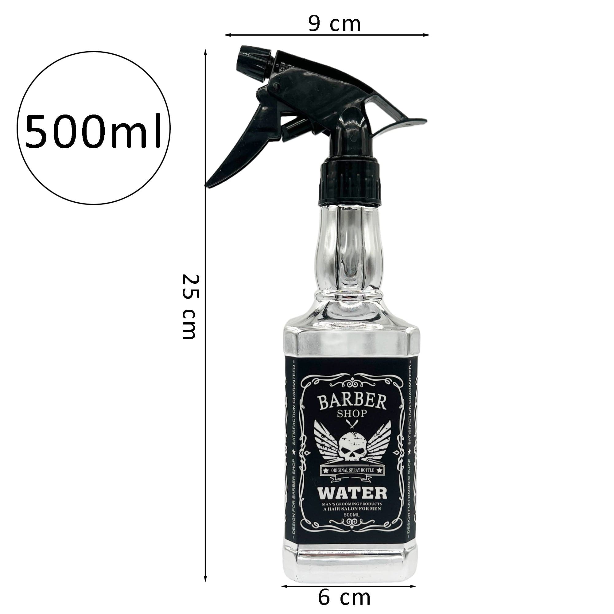 Eson - Water Spray Bottle 500ml Extreme Mist Sprayer Whisky Style (Silver)