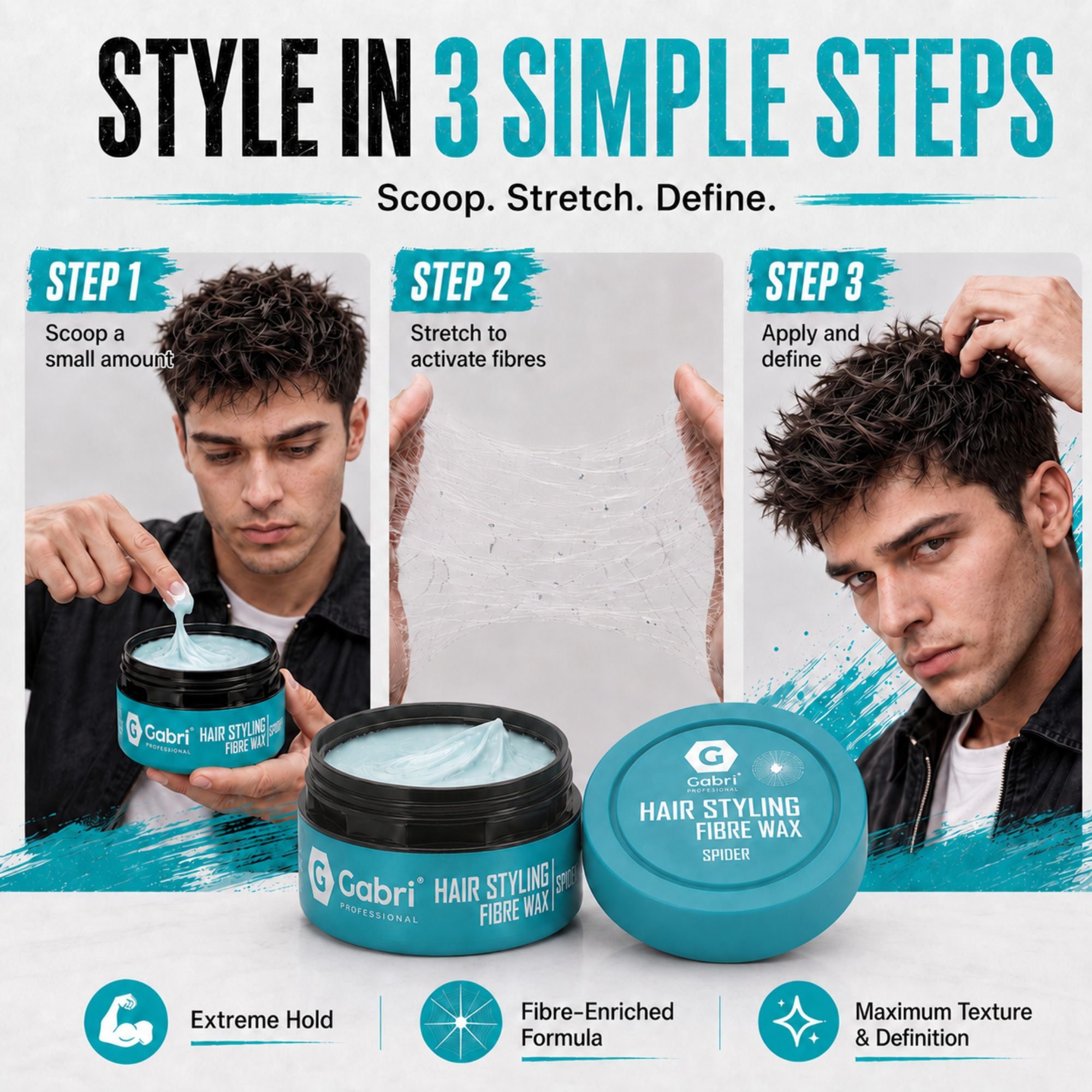 Gabri Professional - Hair Styling Fibre Wax Spider 150ml
