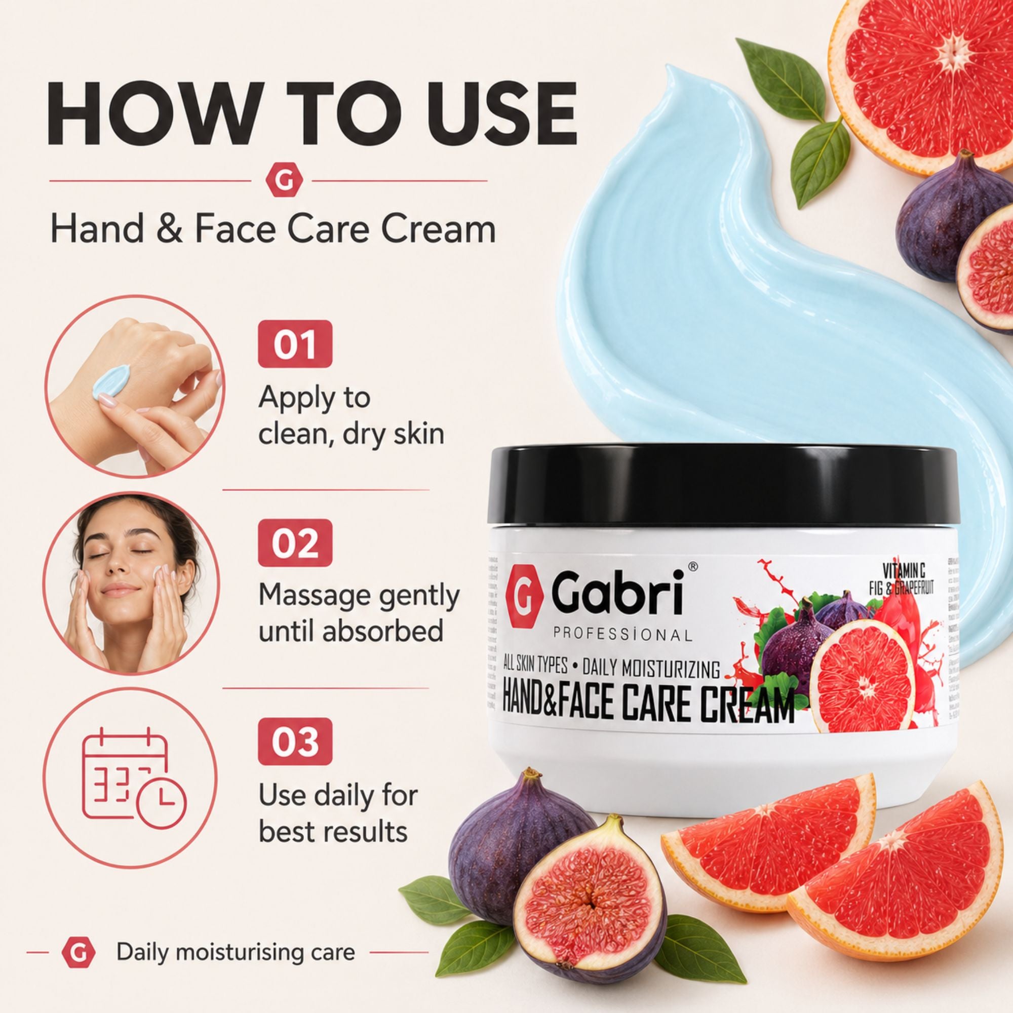 Gabri Professional - Hand & Face Care Cream Fig & Grapefruit 300ml